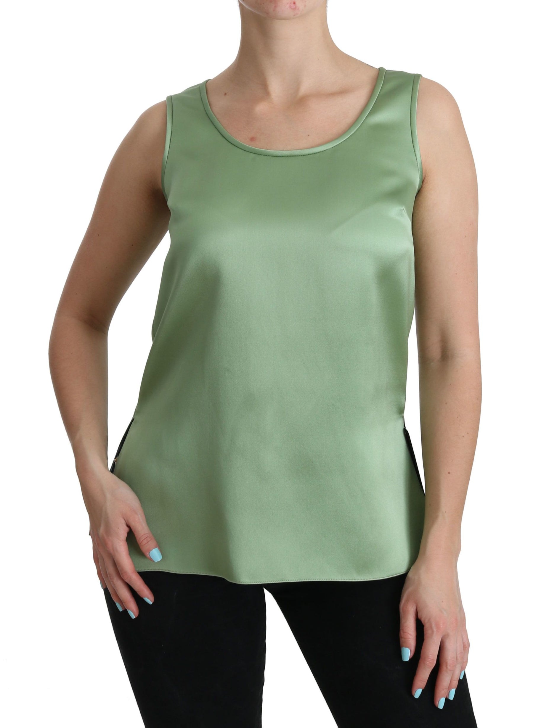 Dolce & Gabbana Green Sleeveless 100% Silk Top Tank Blouse | Regal Royce
