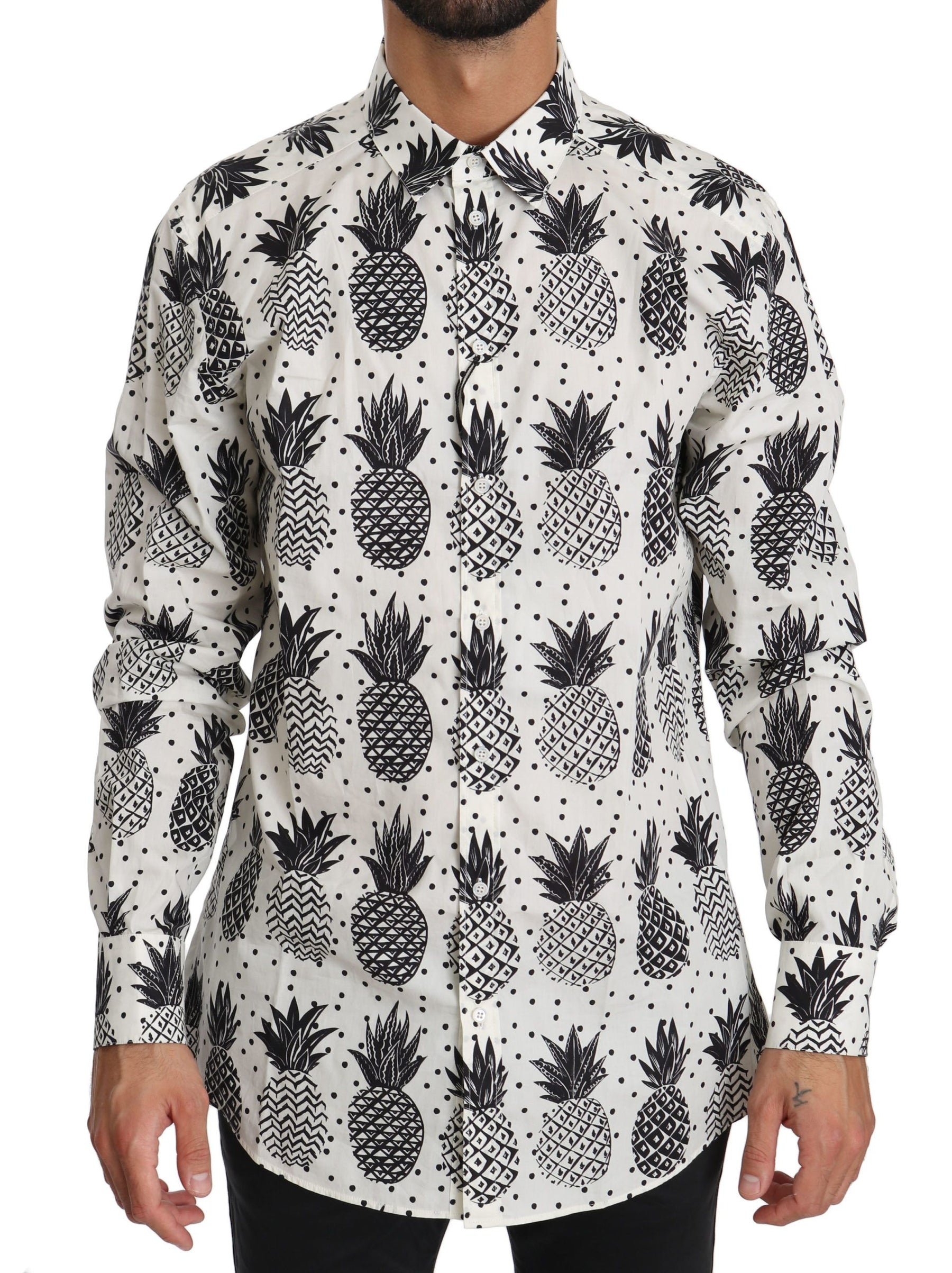 Dolce & Gabbana White Pineapple Cotton Top Shirt | Regal Royce