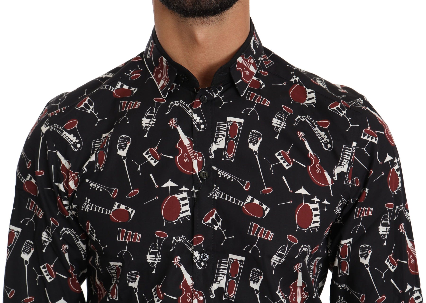 Dolce & Gabbana Black Musical Instrument Slim fit Shirt | Regal Royce
