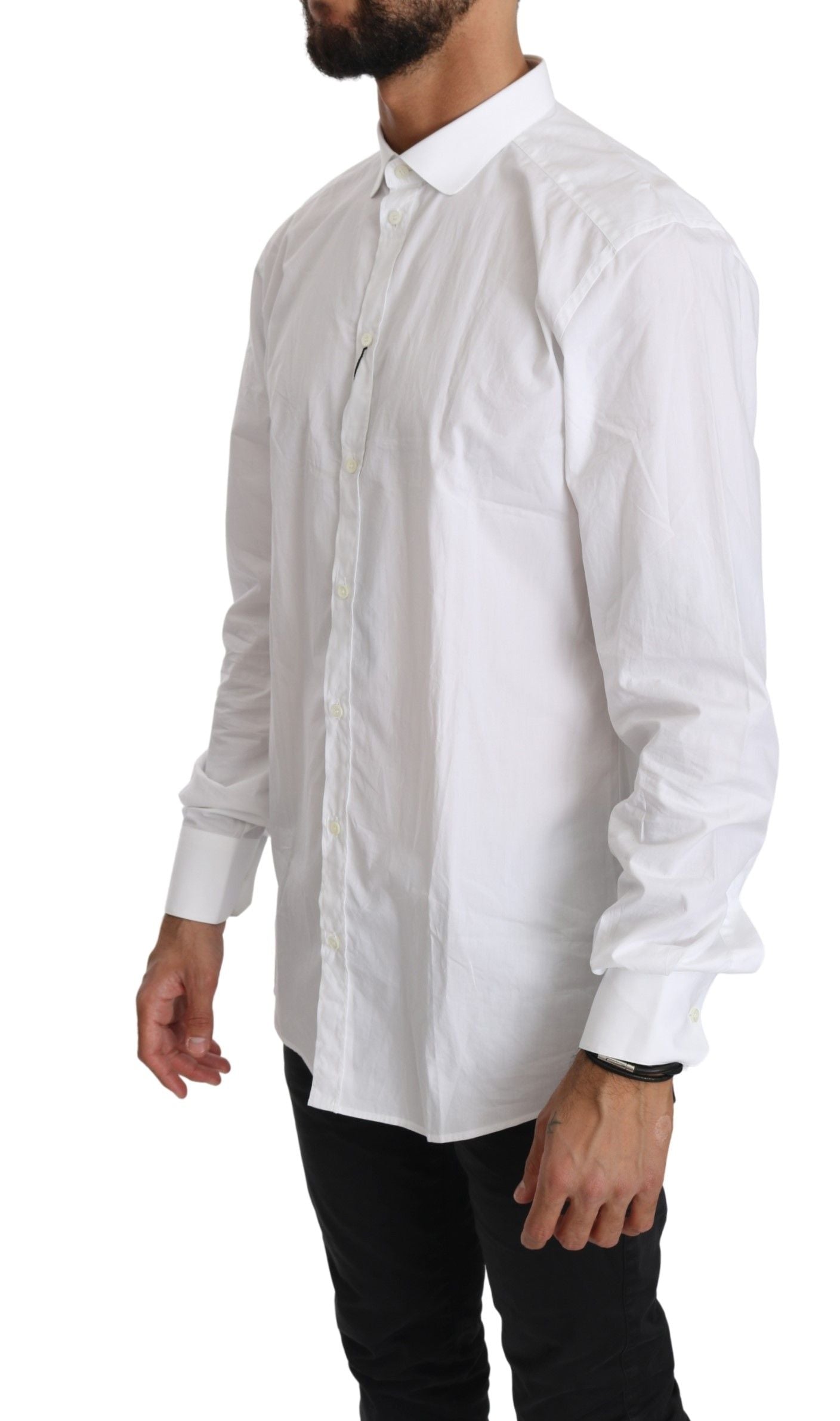 Dolce & Gabbana White Cotton Long Sleeve Top Shirt | Regal Royce