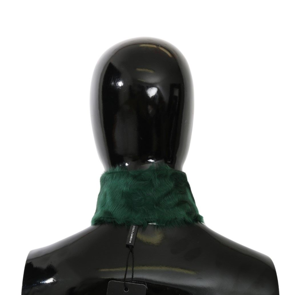 Dolce & Gabbana Green Fur Neck Collar Wrap Lambskin Scarf | Regal Royce