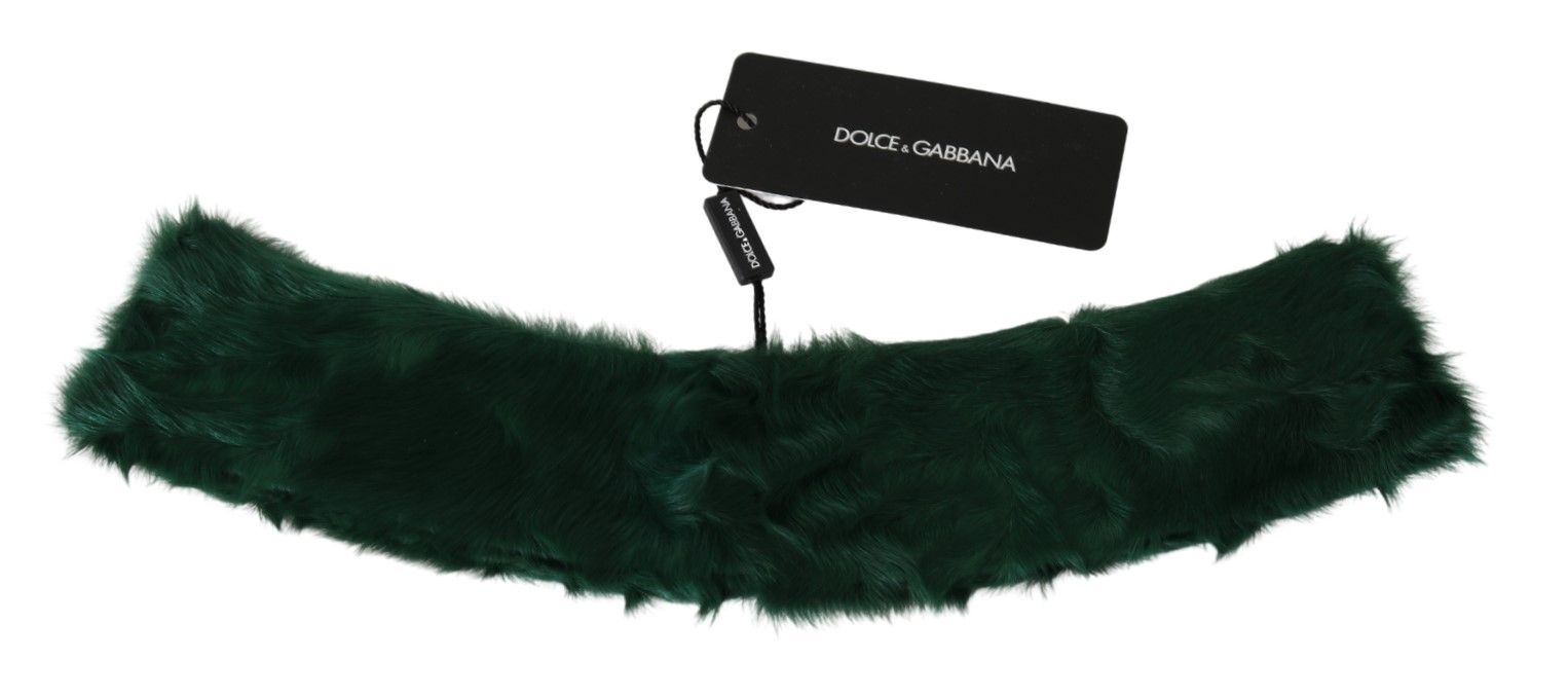 Dolce & Gabbana Green Fur Neck Collar Wrap Lambskin Scarf | Regal Royce