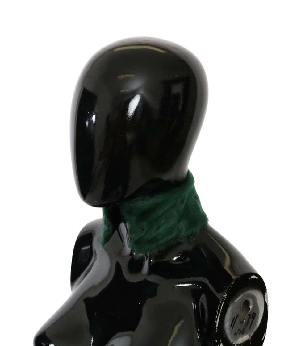 Dolce & Gabbana Green Fur Neck Collar Wrap Lambskin Scarf | Regal Royce