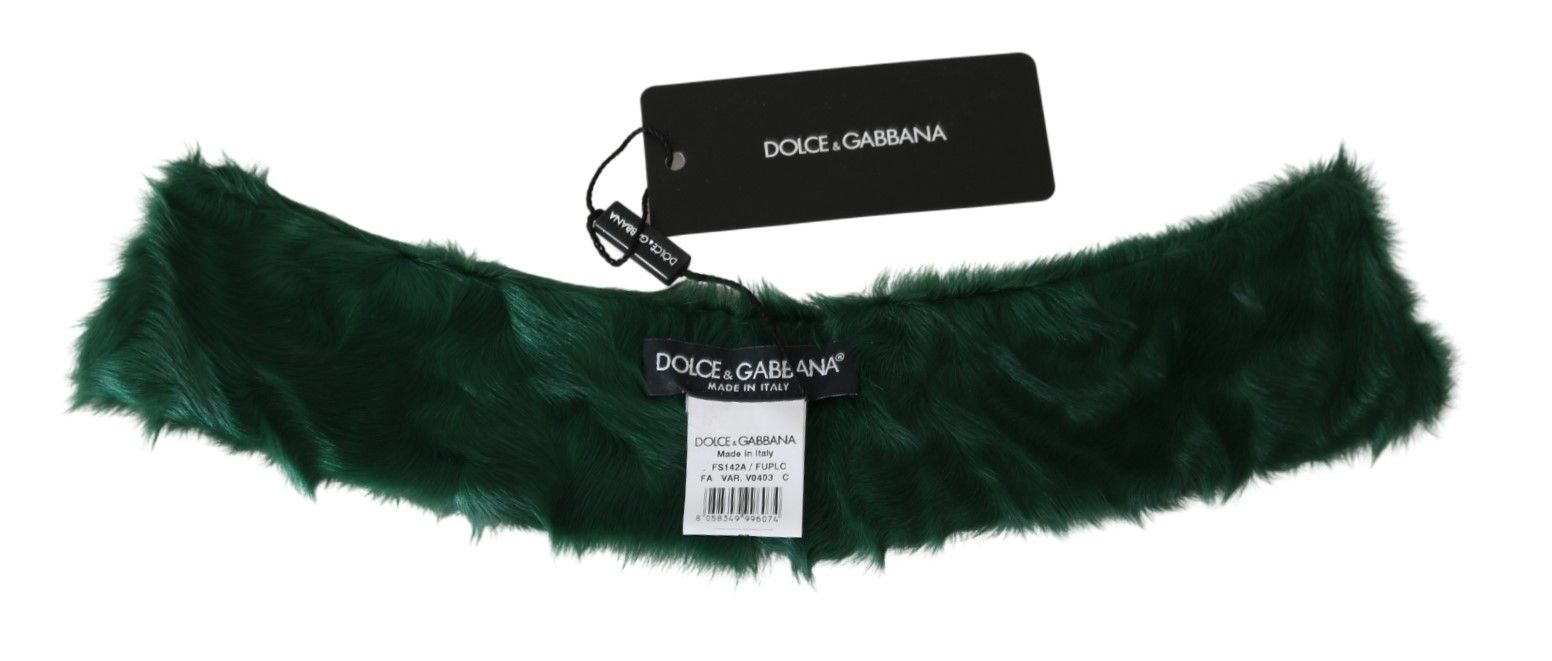 Dolce & Gabbana Green Fur Neck Collar Wrap Lambskin Scarf | Regal Royce