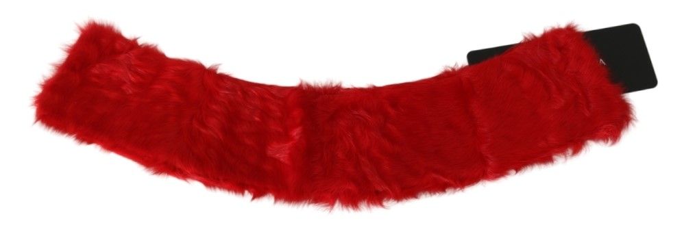 Dolce & Gabbana Red Fur Neck Collar Wrap Lambskin Scarf | Regal Royce