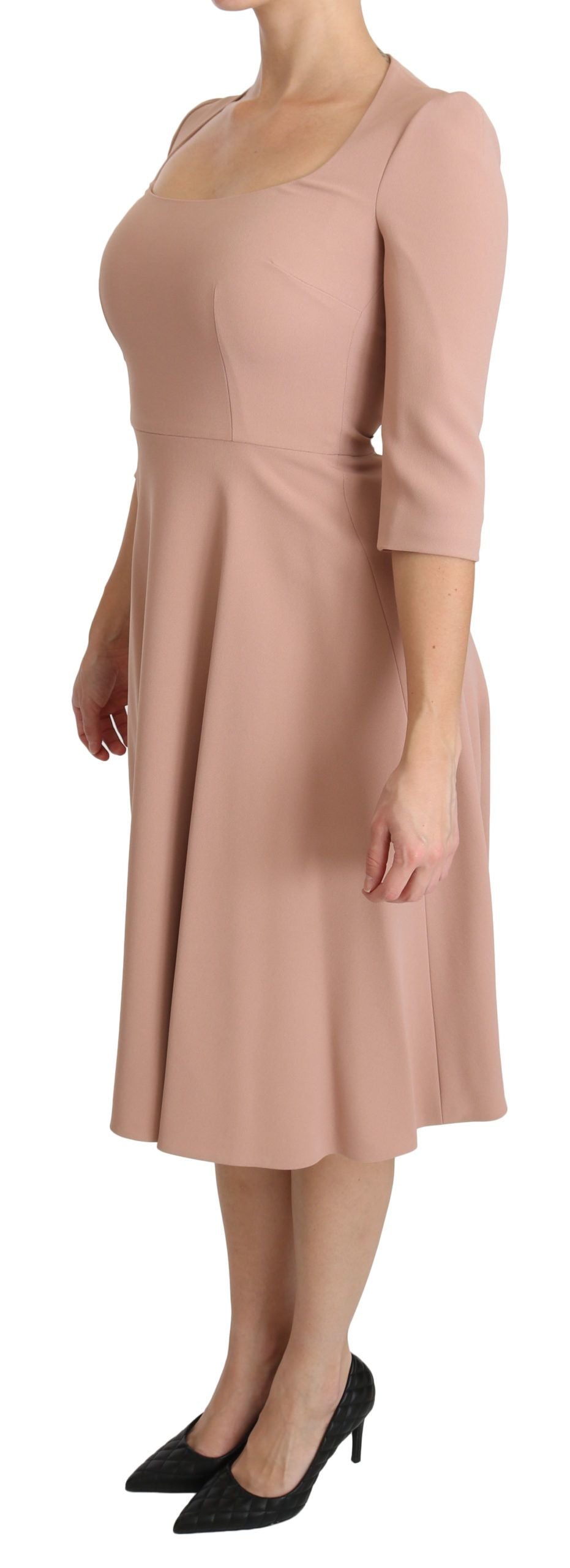 Dolce & Gabbana Pink 3/4 Sleeves A-line Viscose Dress | Regal Royce