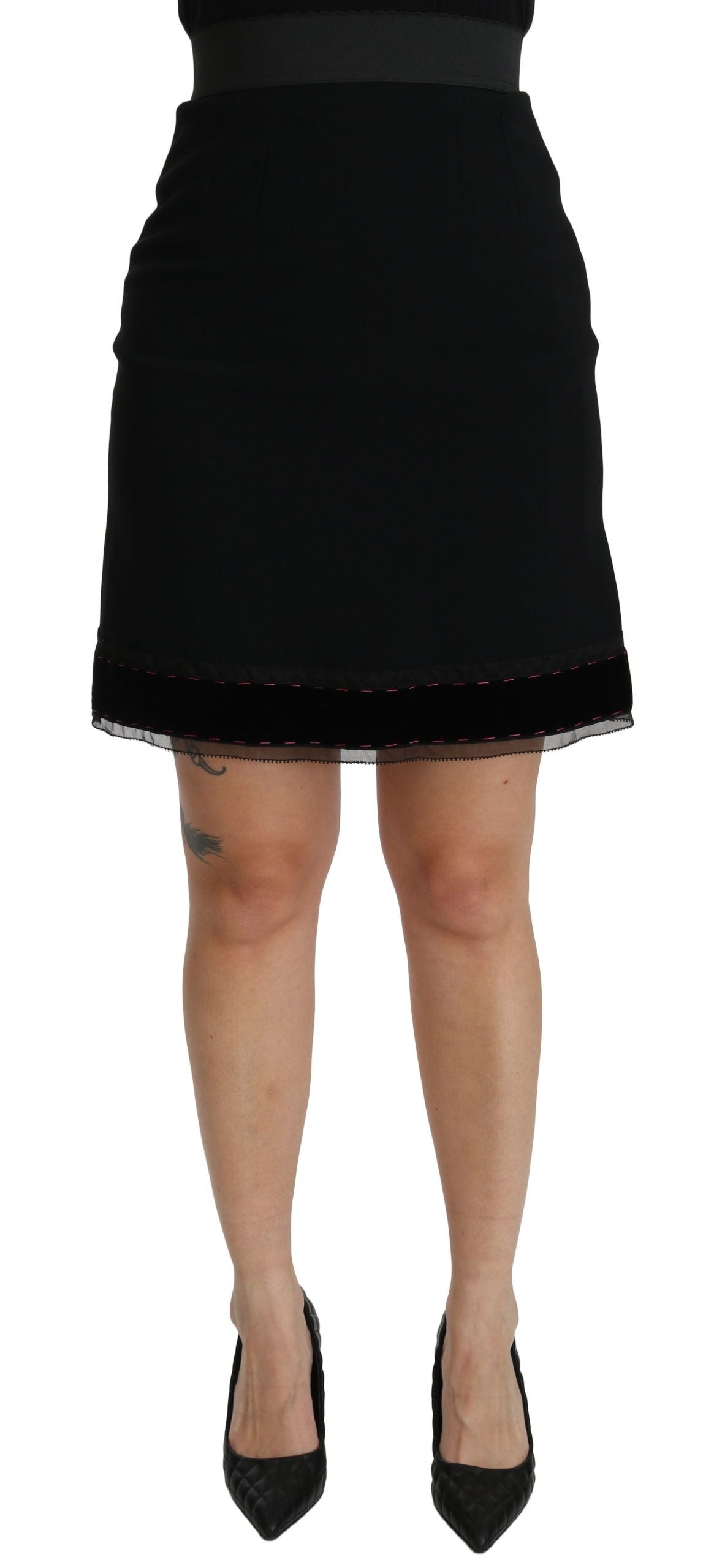 Dolce & Gabbana Black A-line High Waist Mini Viscose Skirt | Regal Royce