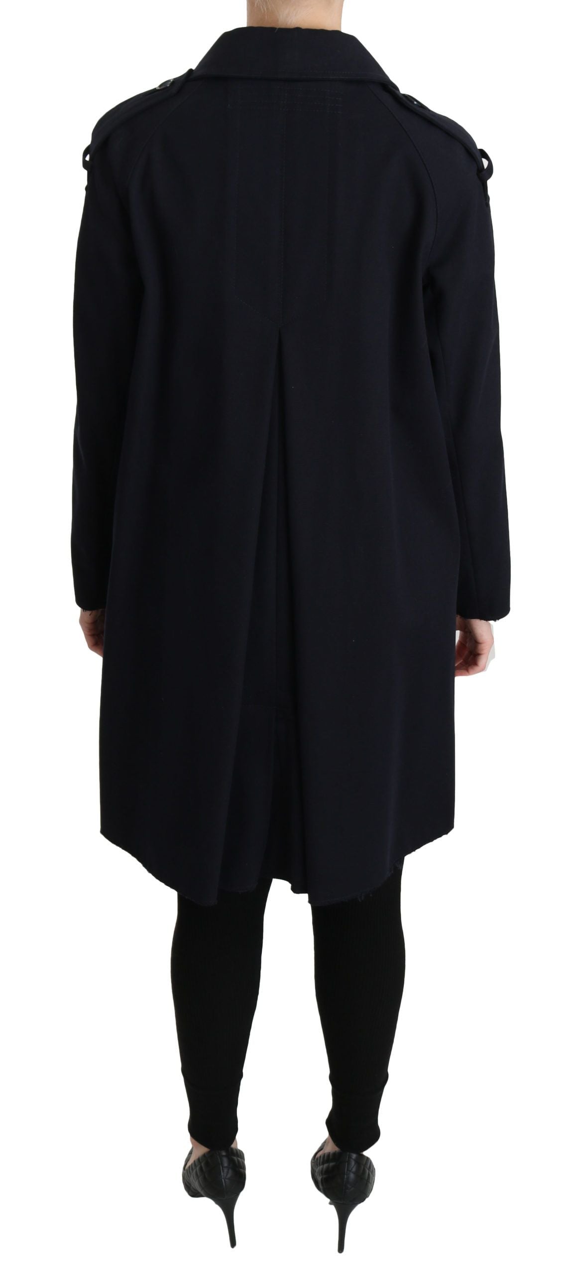 Dolce & Gabbana Coat Blue Cotton Women Trench Jacket | Regal Royce