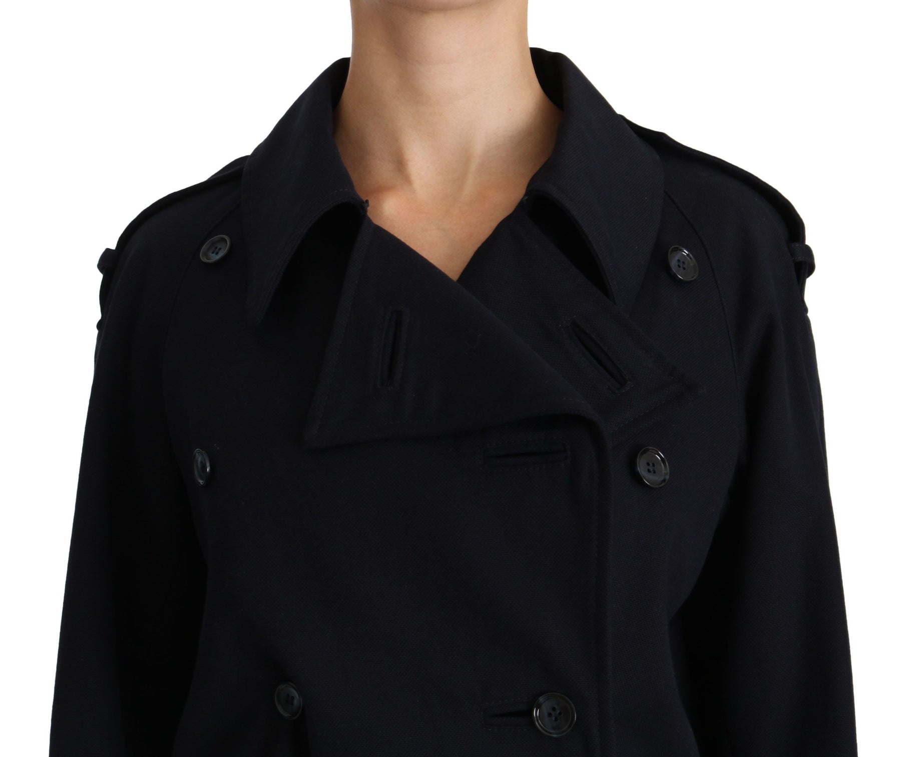 Dolce & Gabbana Coat Blue Cotton Women Trench Jacket | Regal Royce