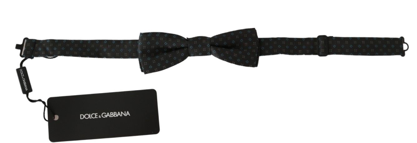 Dolce & Gabbana Gray Patterned Mens Necktie Papillon 100% Silk Bow Tie | Regal Royce