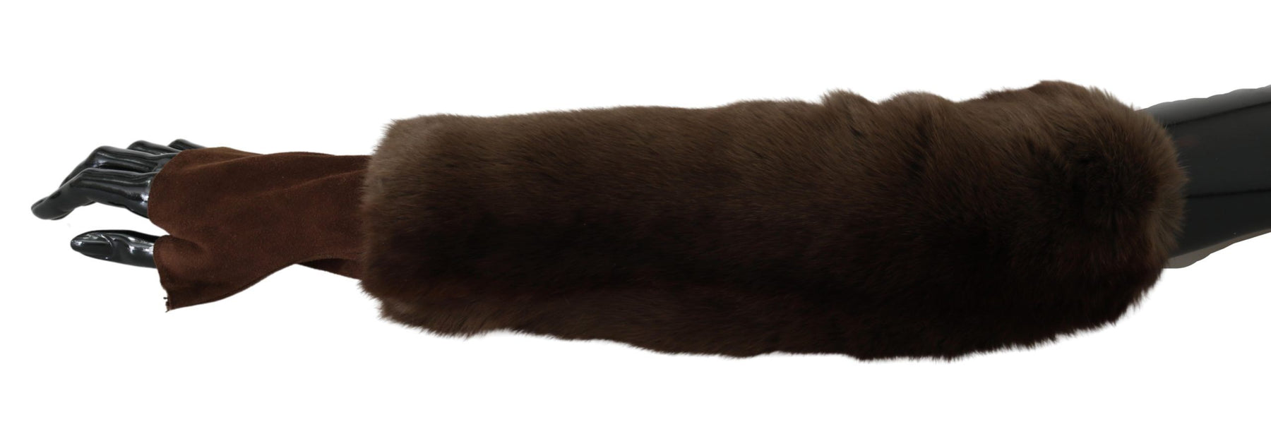Dolce & Gabbana Brown Elbow Length Finger Less Fur Gloves | Regal Royce