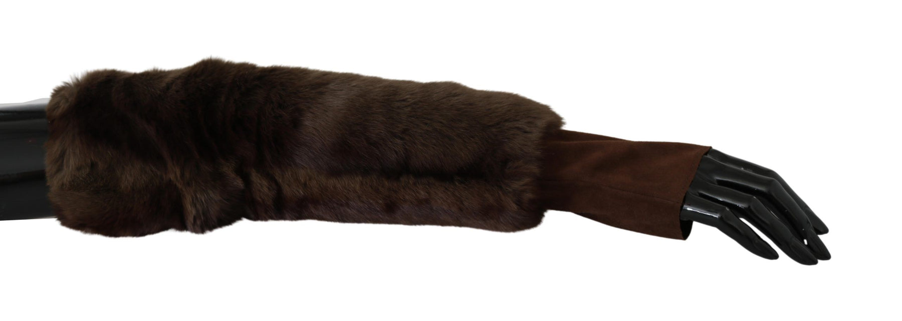 Dolce & Gabbana Brown Elbow Length Finger Less Fur Gloves | Regal Royce