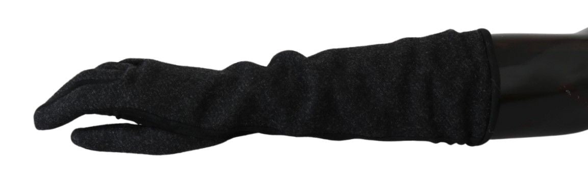 Dolce & Gabbana Black Gray Mid Arm Length Mittens Wool  Gloves | Regal Royce