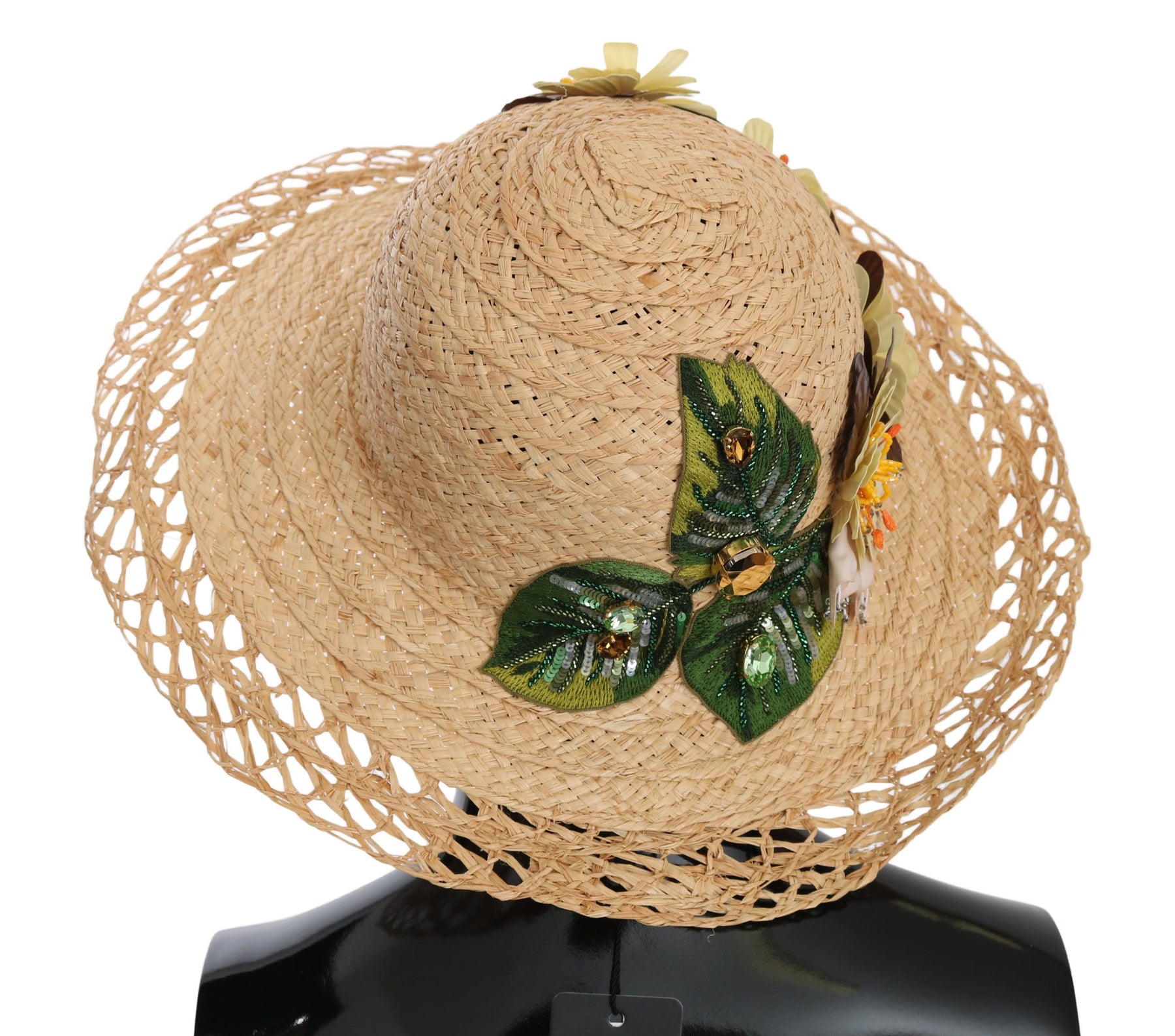 Dolce & Gabbana Beige Wide Brim Floral Bucket Capello Hat | Regal Royce