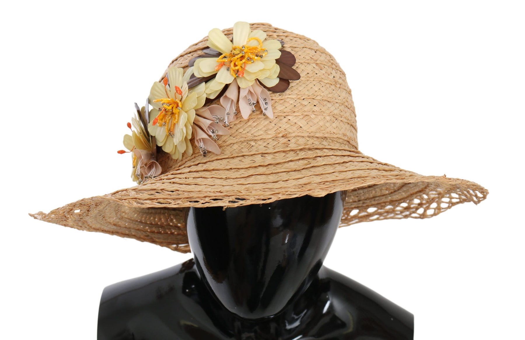 Dolce & Gabbana Beige Wide Brim Floral Bucket Capello Hat | Regal Royce