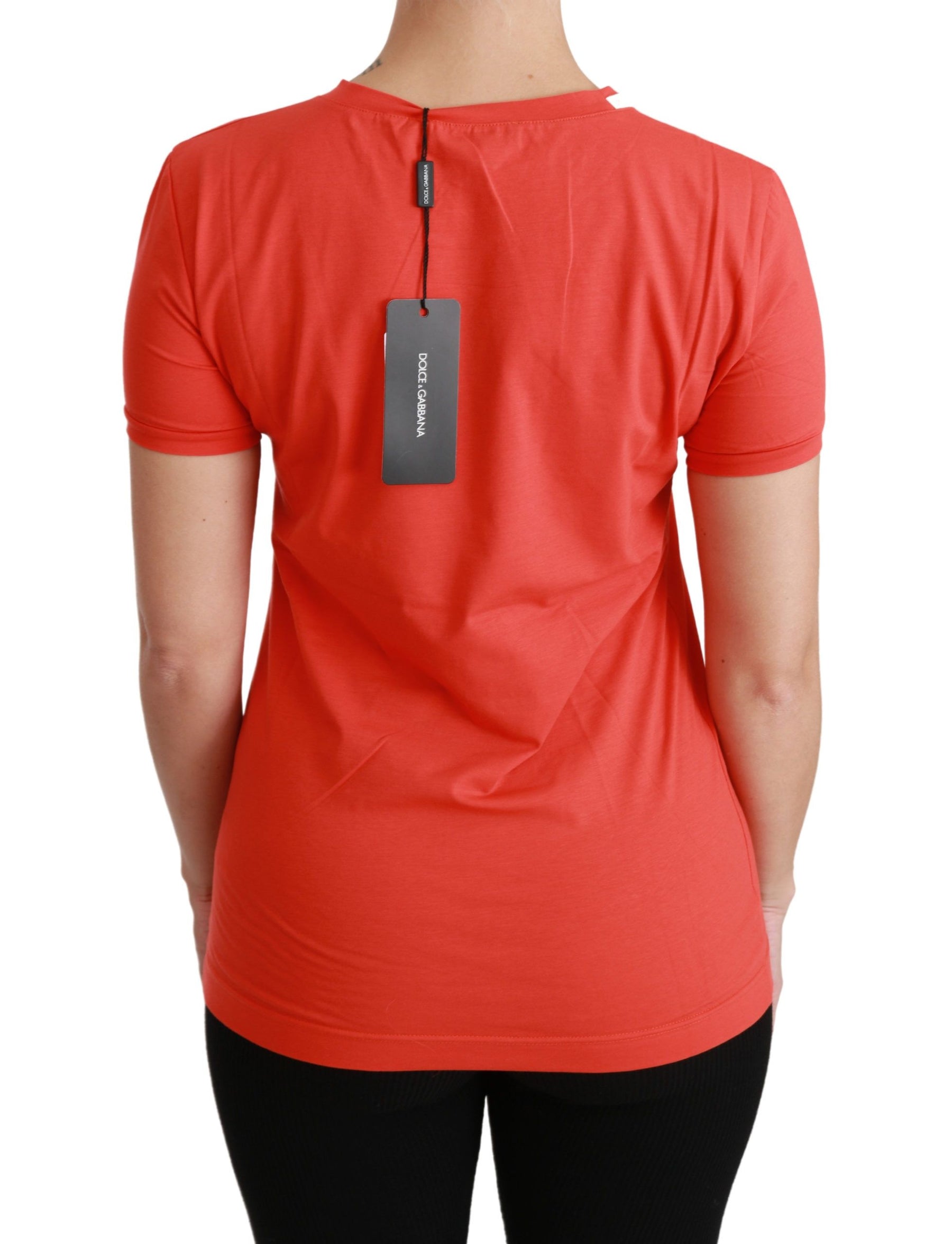 Dolce & Gabbana Red Crewneck Short Sleeve T-shirt Cotton Top | Regal Royce