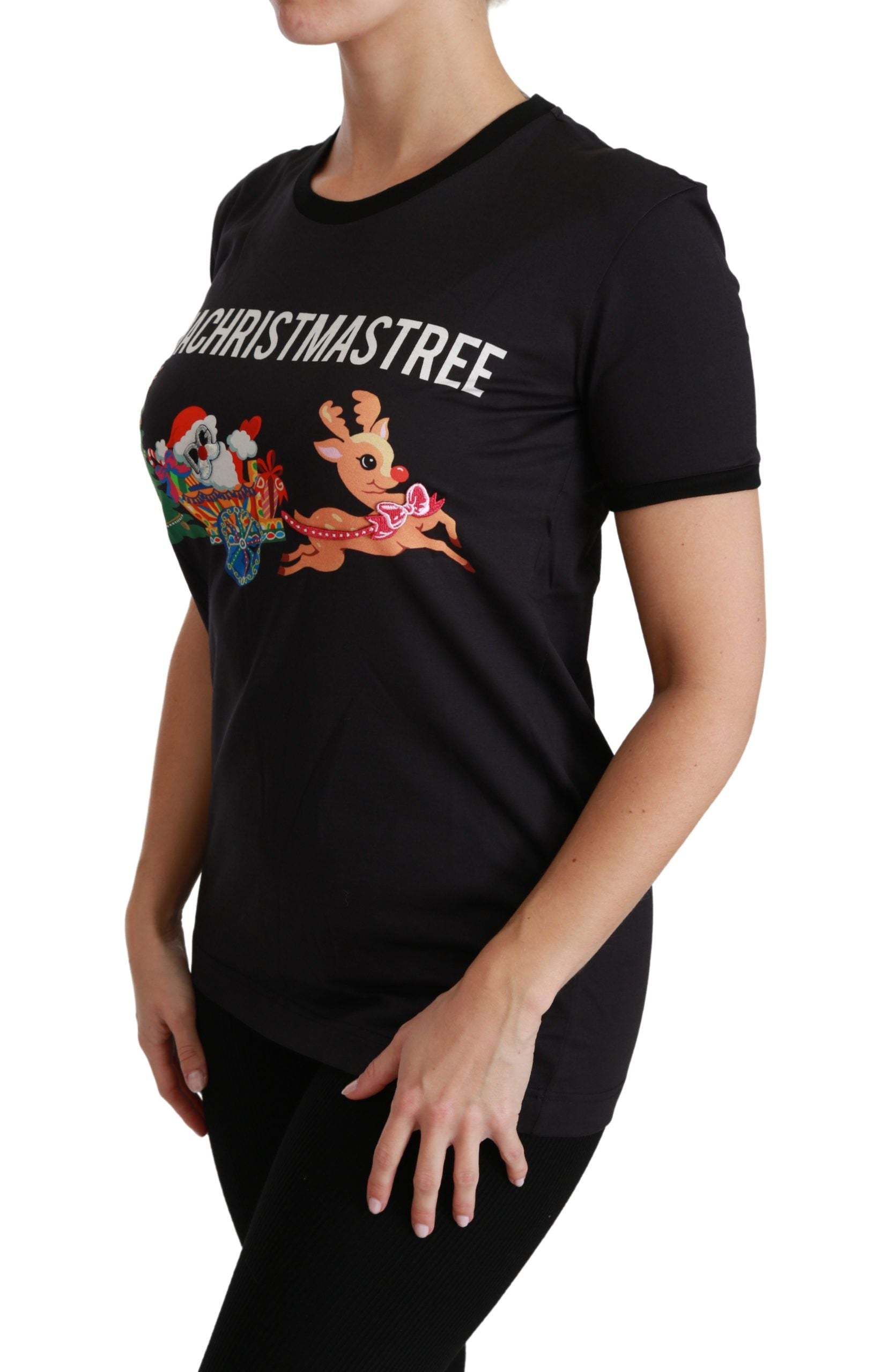 Dolce & Gabbana Black #ImAChristmasTree Crewneck Top T-shirt | Regal Royce