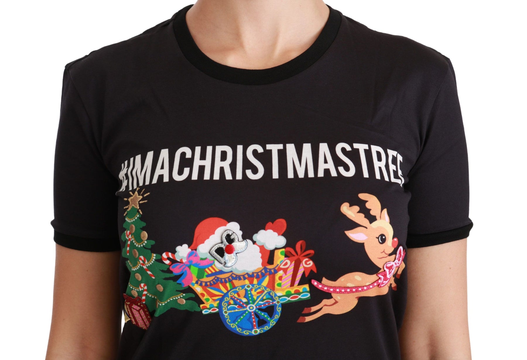 Dolce & Gabbana Black #ImAChristmasTree Crewneck Top T-shirt | Regal Royce