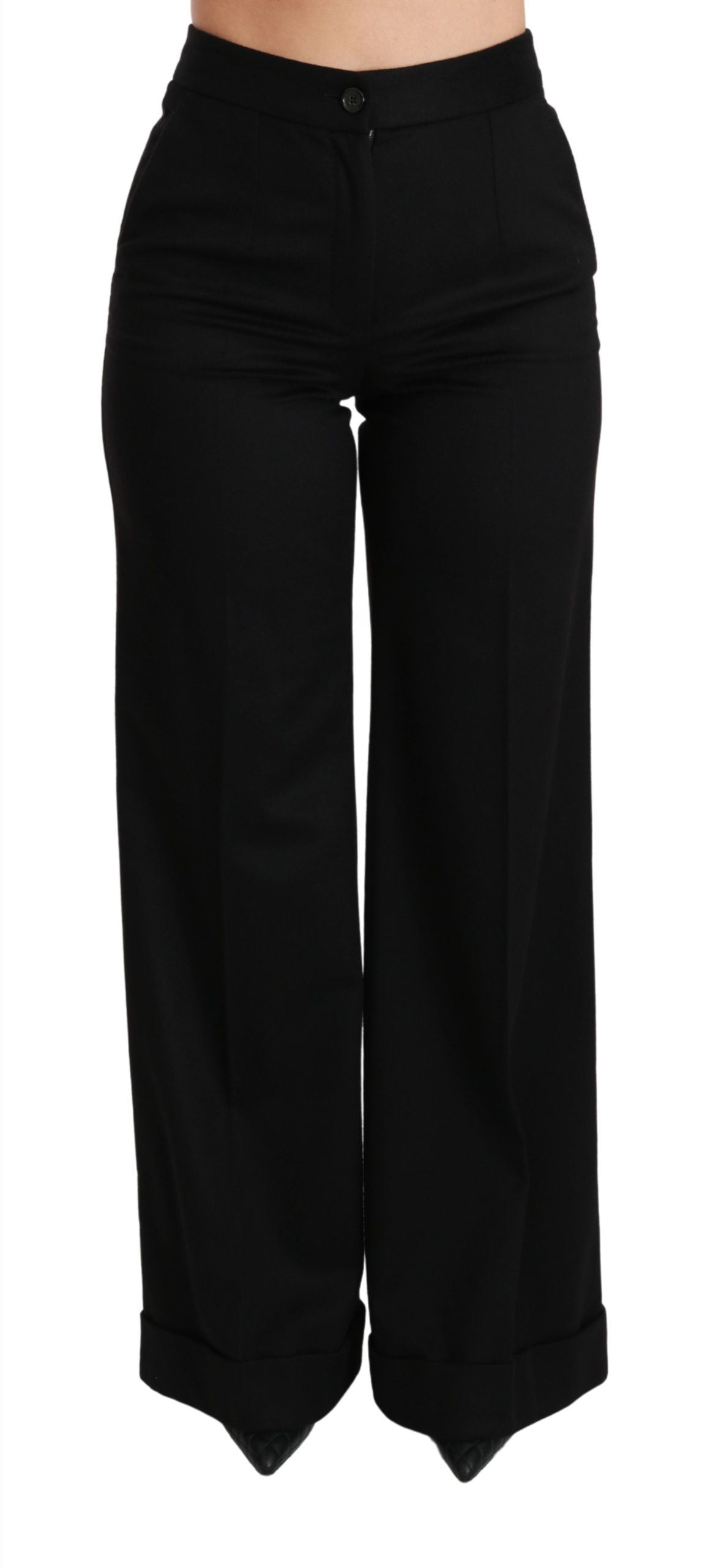 Dolce & Gabbana Black Wide Leg Flared Trouser Cashmere Pants | Regal Royce