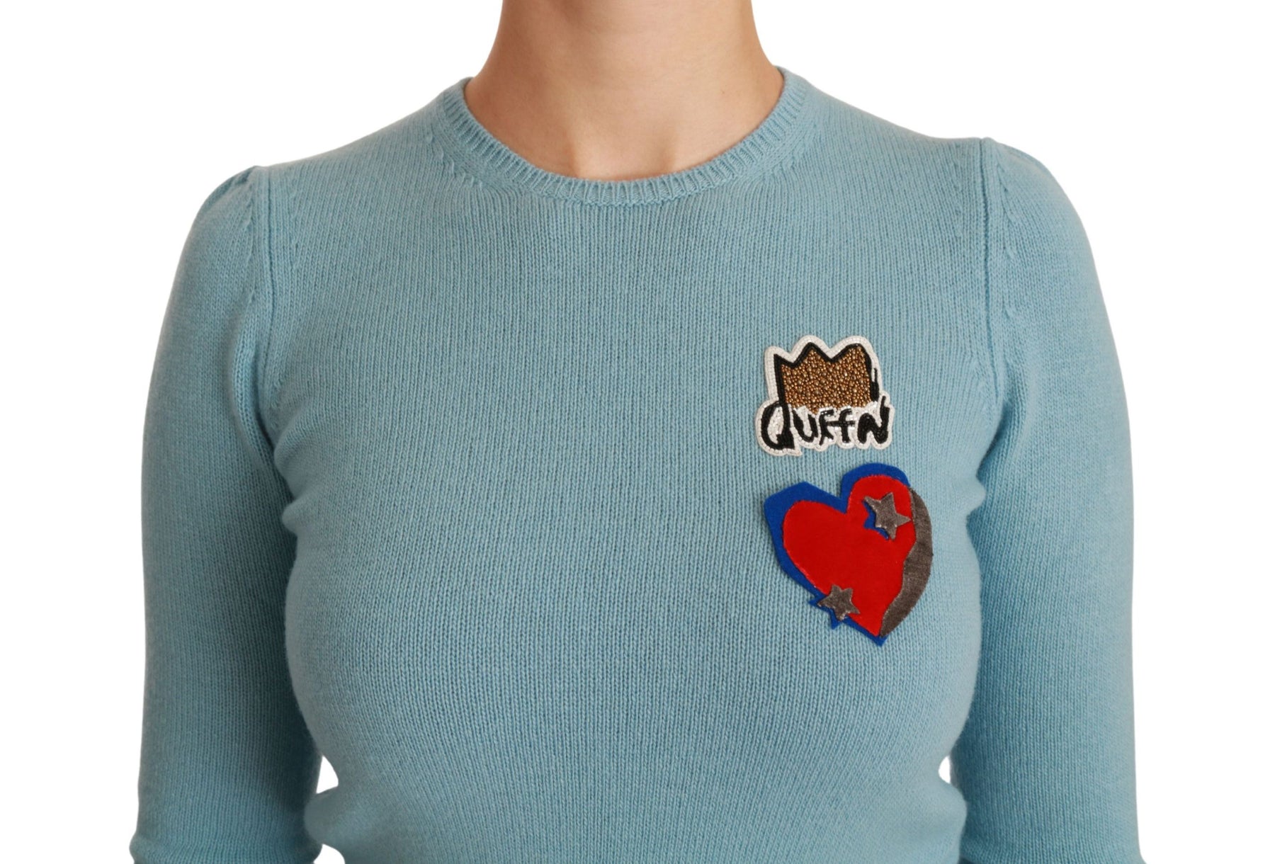 Dolce & Gabbana Blue Wool Queen Heart Pullover Sweater | Regal Royce