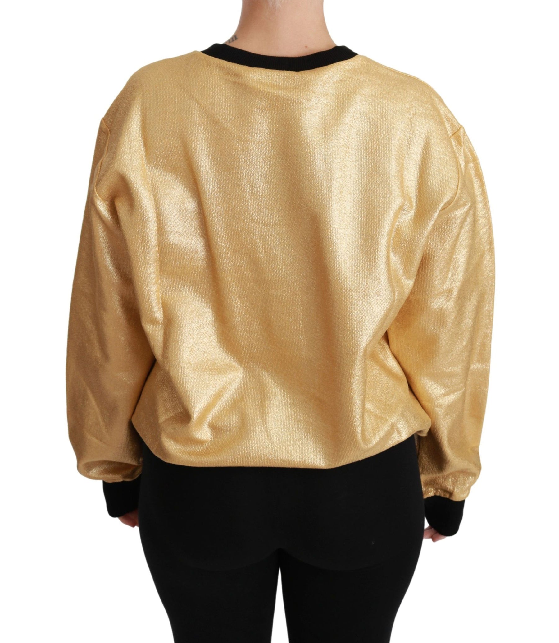Dolce & Gabbana Gold Cotton Crewneck Pullover Sweater | Regal Royce