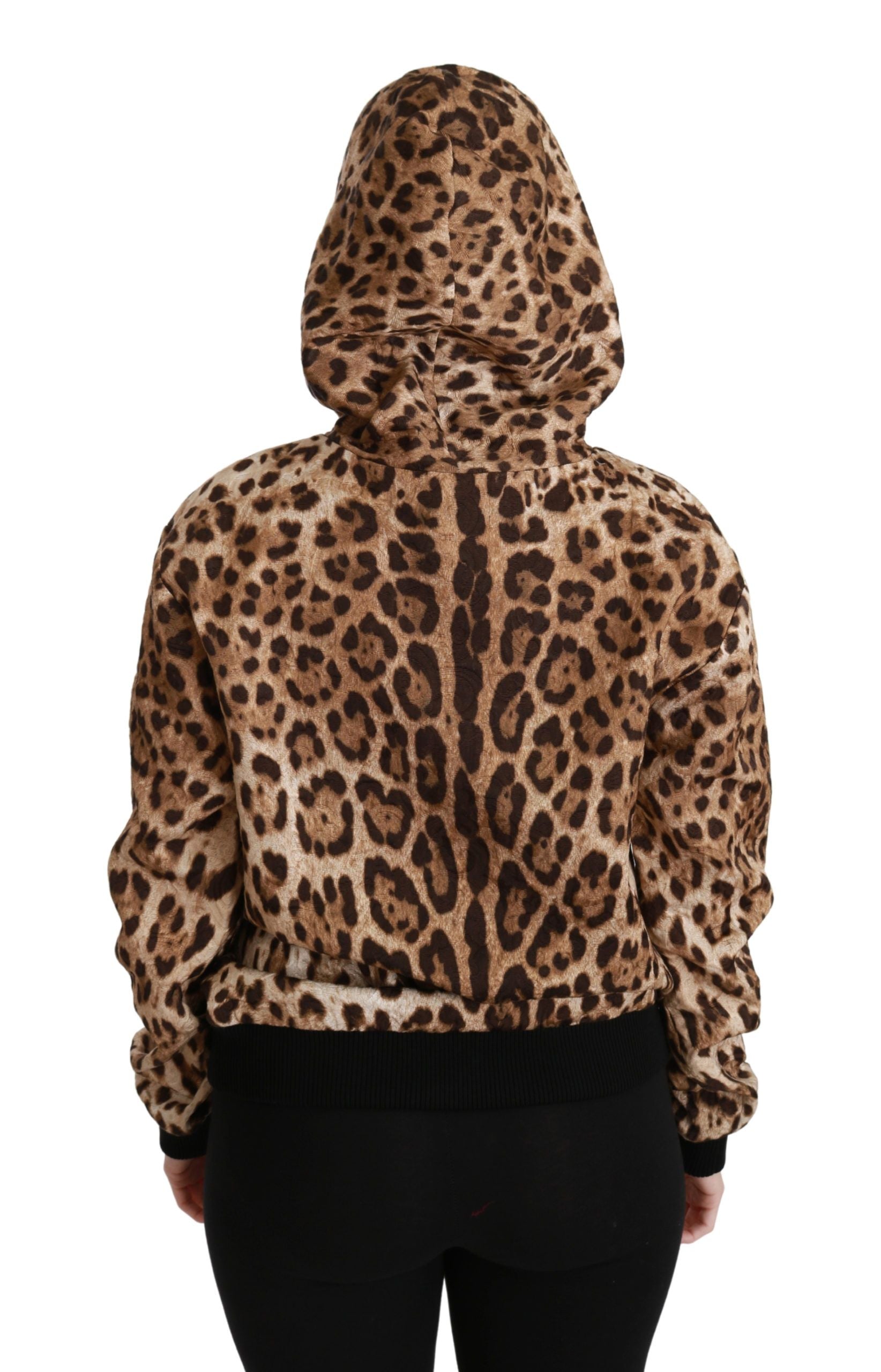 Dolce & Gabbana Brown Hooded Studded Ayers Leopard Sweater | Regal Royce