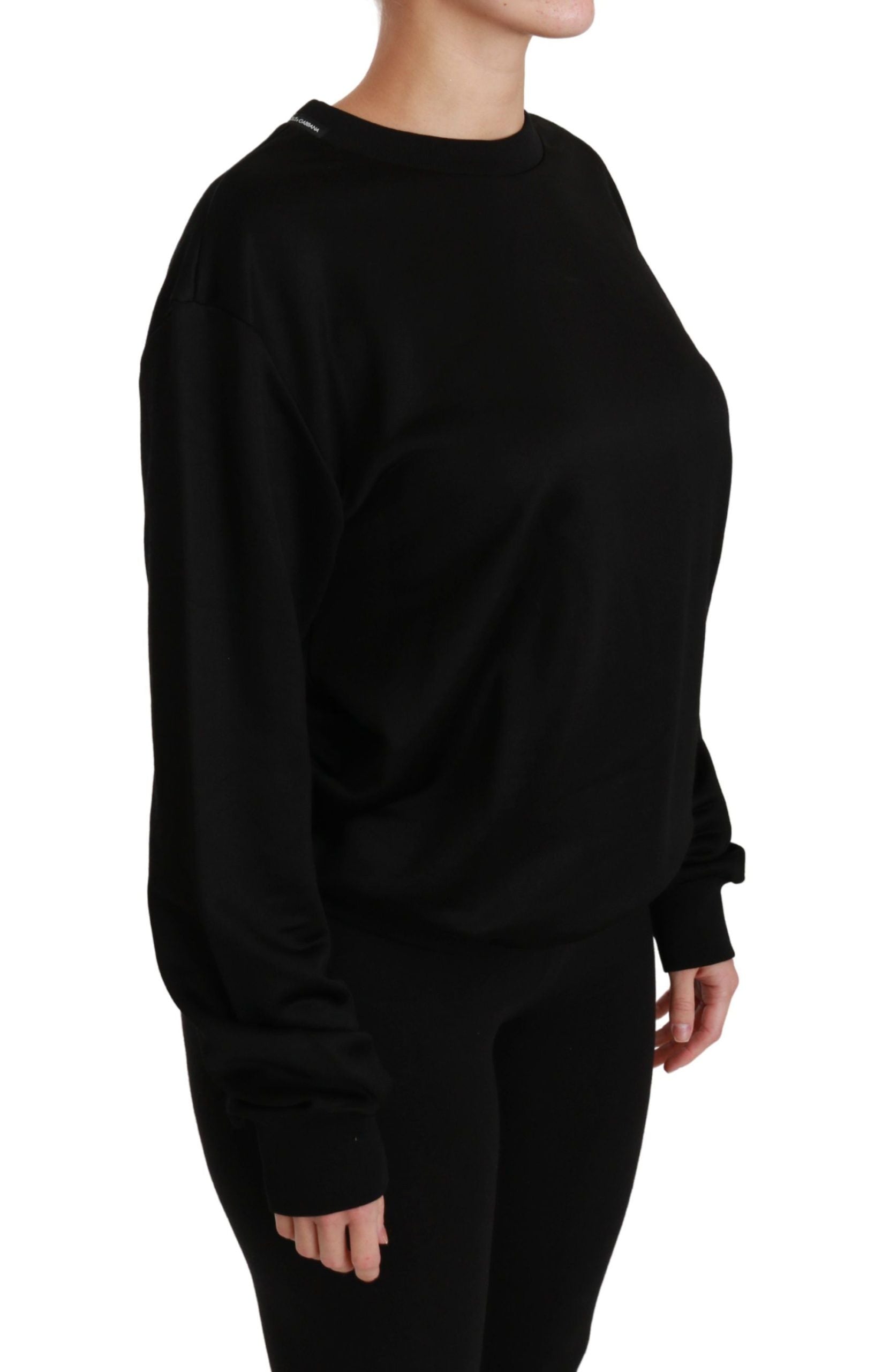 Dolce & Gabbana Black Cotton Crewneck Pullover Sweater | Regal Royce