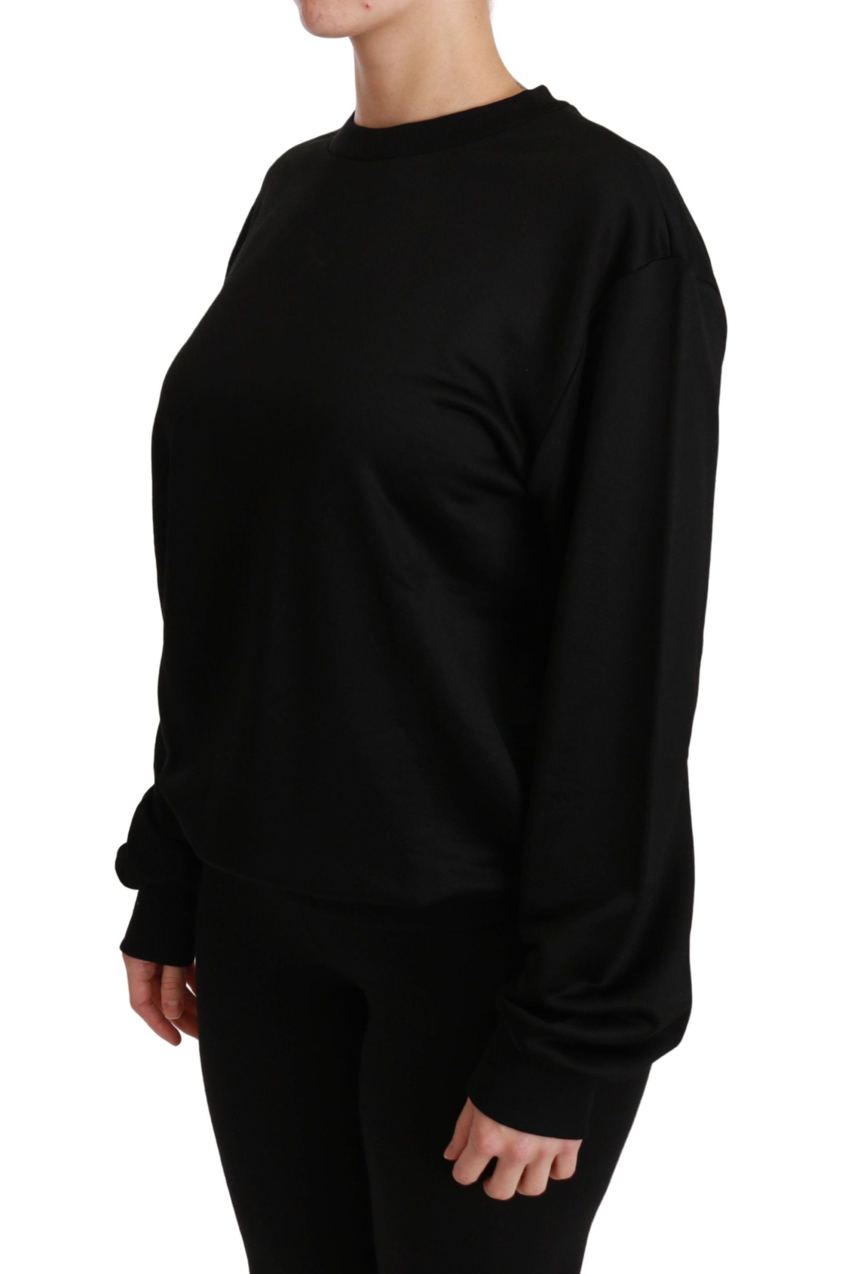 Dolce & Gabbana Black Cotton Crewneck Pullover Sweater | Regal Royce