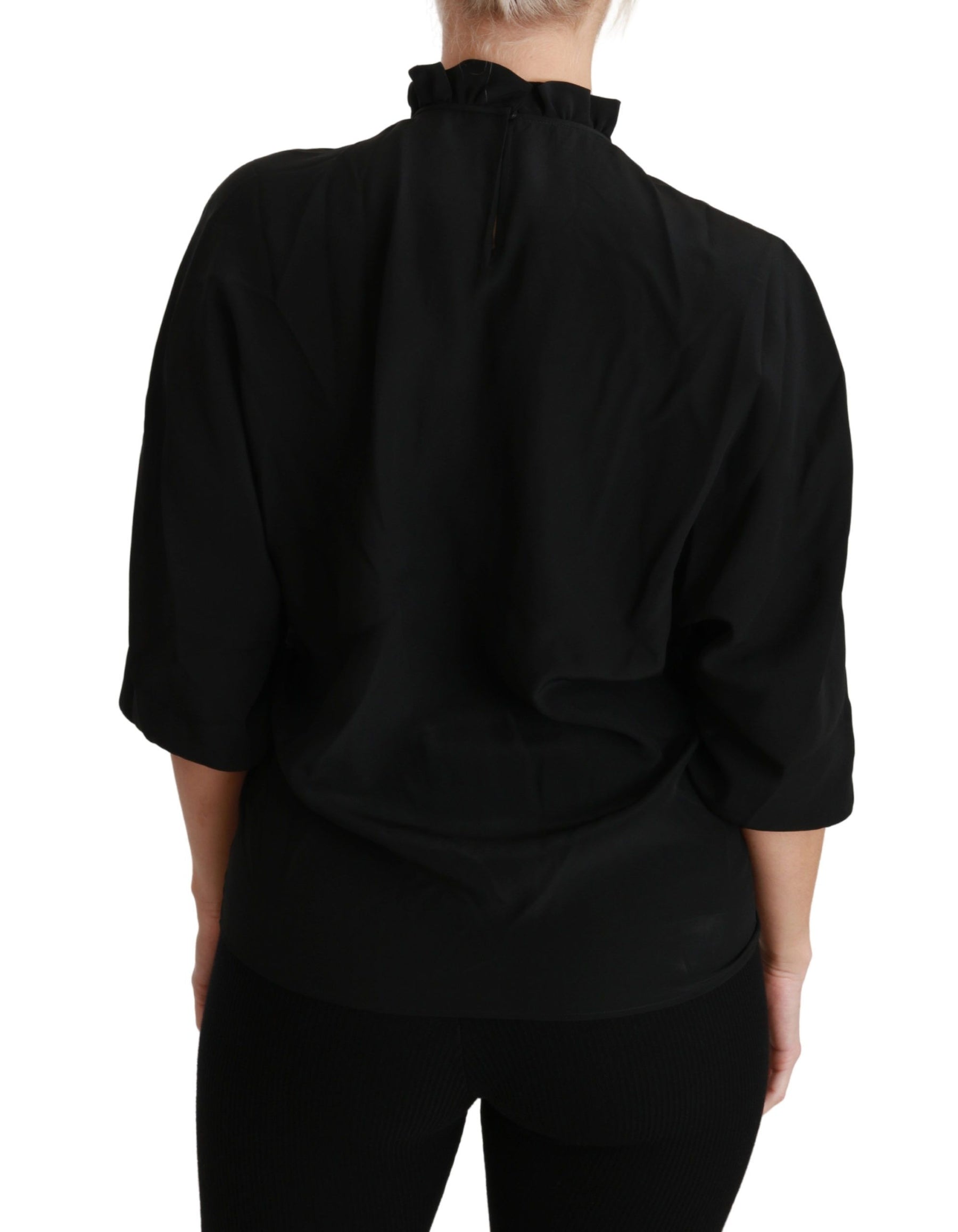 Dolce & Gabbana Black Silk Shirt Ruffled Top Blouse | Regal Royce