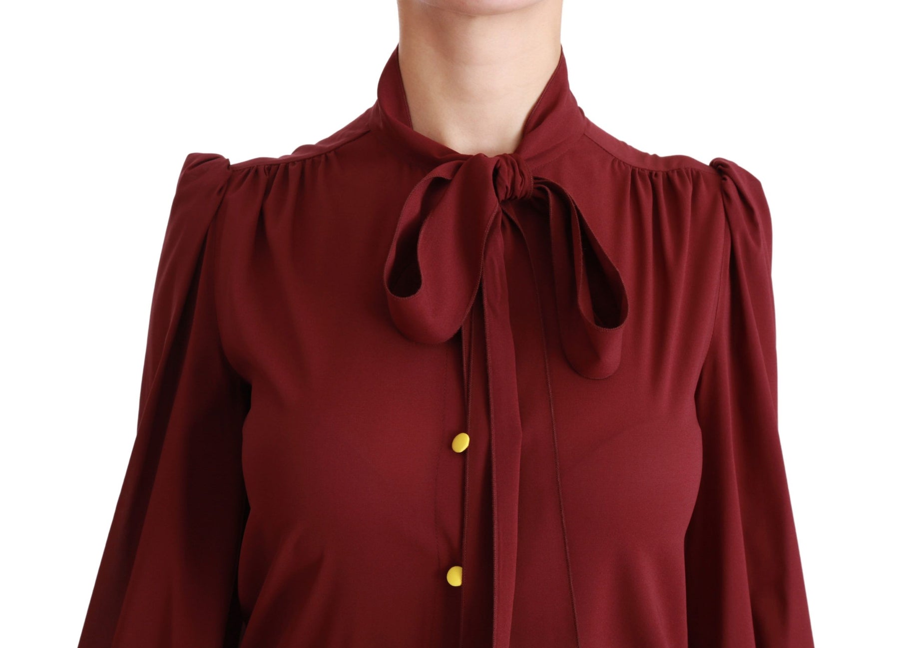 Dolce & Gabbana Maroon Long Sleeve Shirt Blouse Silk Top | Regal Royce