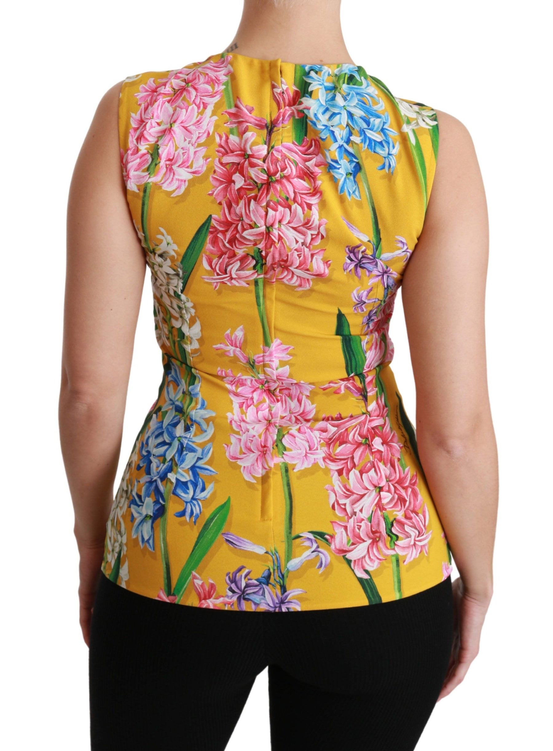 Dolce & Gabbana Yellow Floral Stretch Top Tank Blouse | Regal Royce