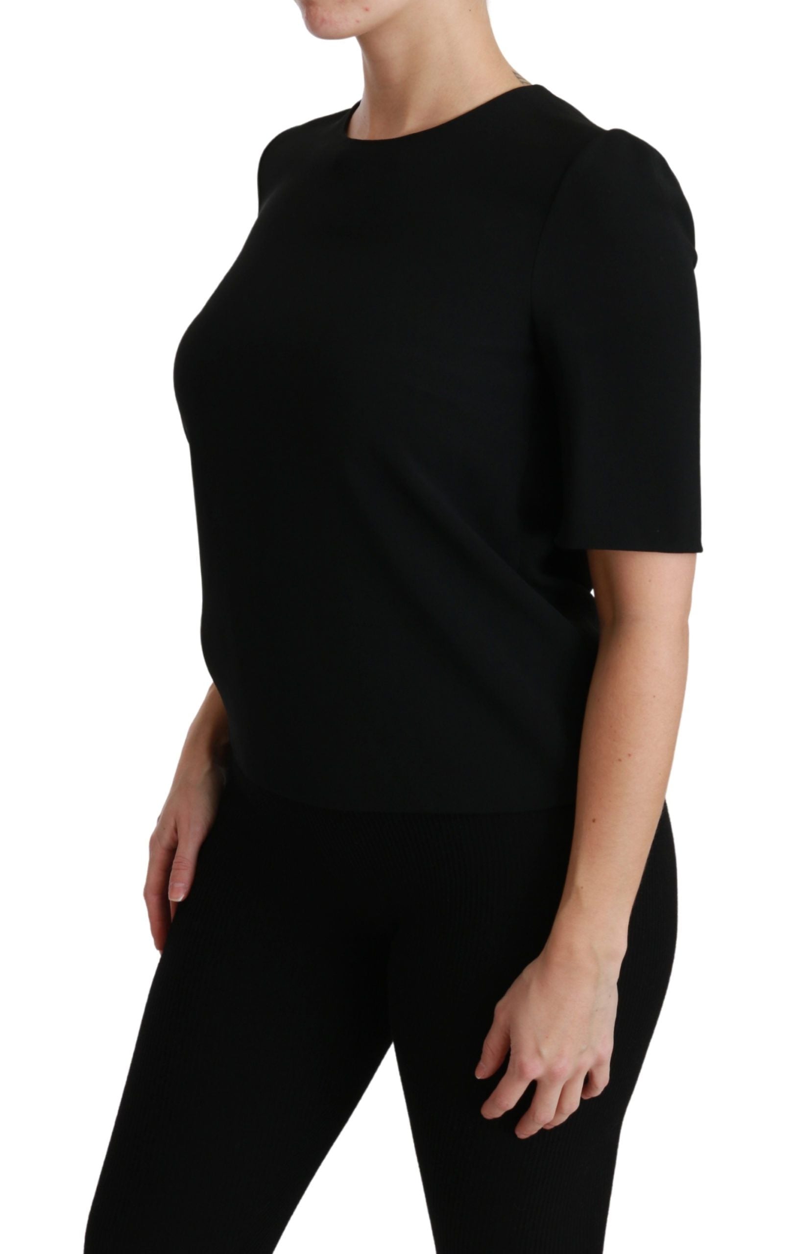 Dolce & Gabbana Black Short Sleeve Casual Top Stretch Blouse | Regal Royce