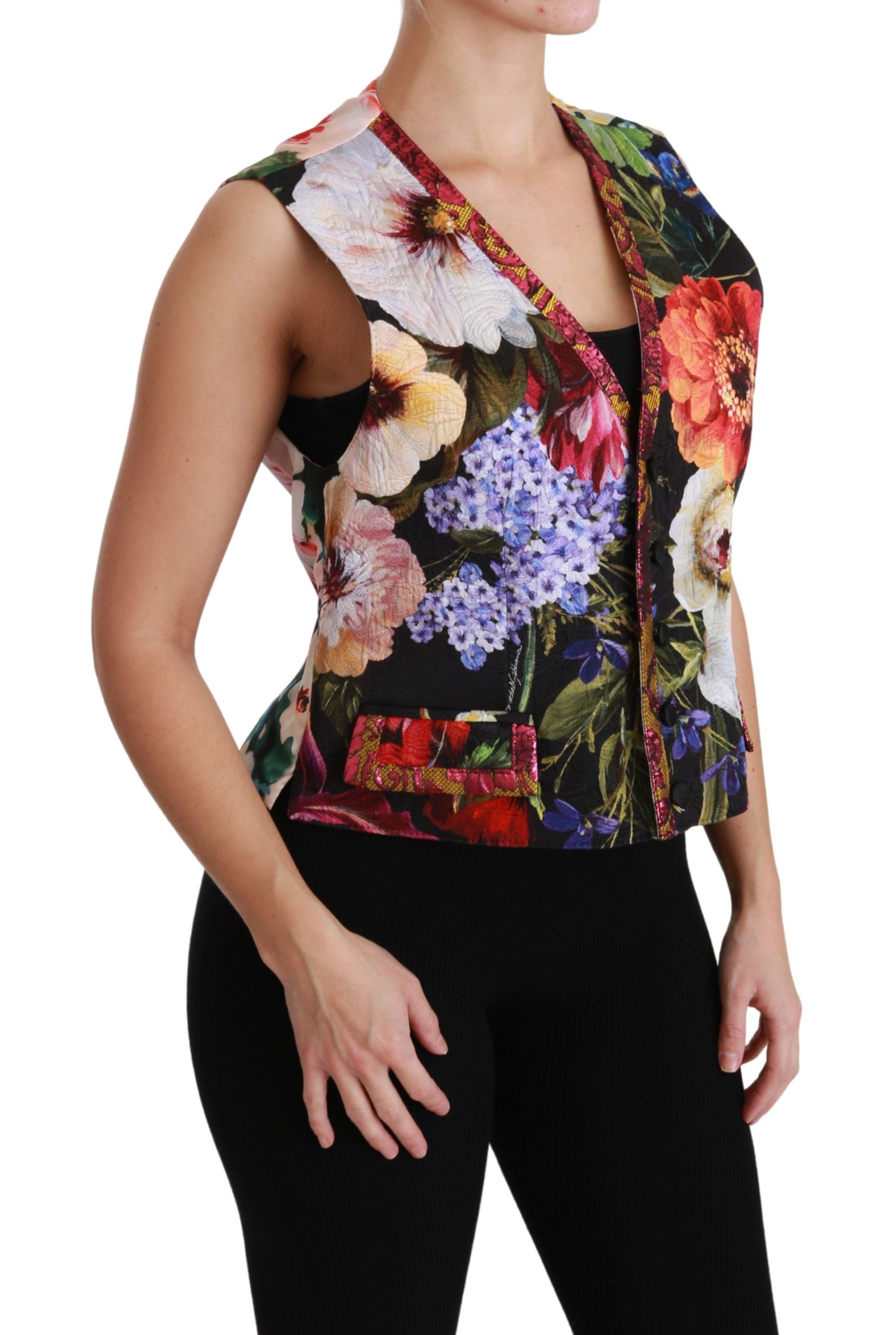 Dolce & Gabbana Multicolor Floral Sleeveless Waistcoat Top Vest | Regal Royce