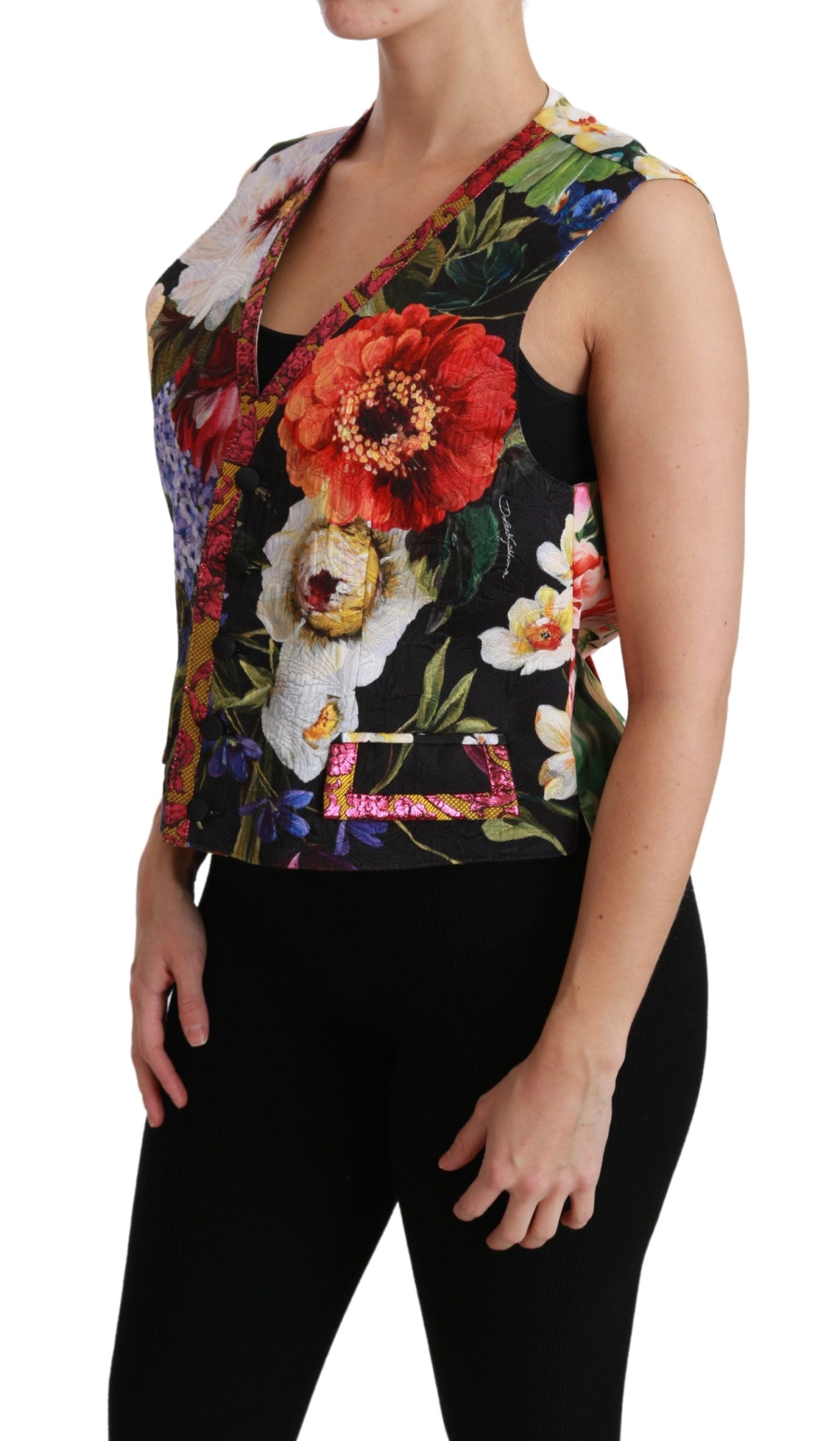 Dolce & Gabbana Multicolor Floral Sleeveless Waistcoat Top Vest | Regal Royce