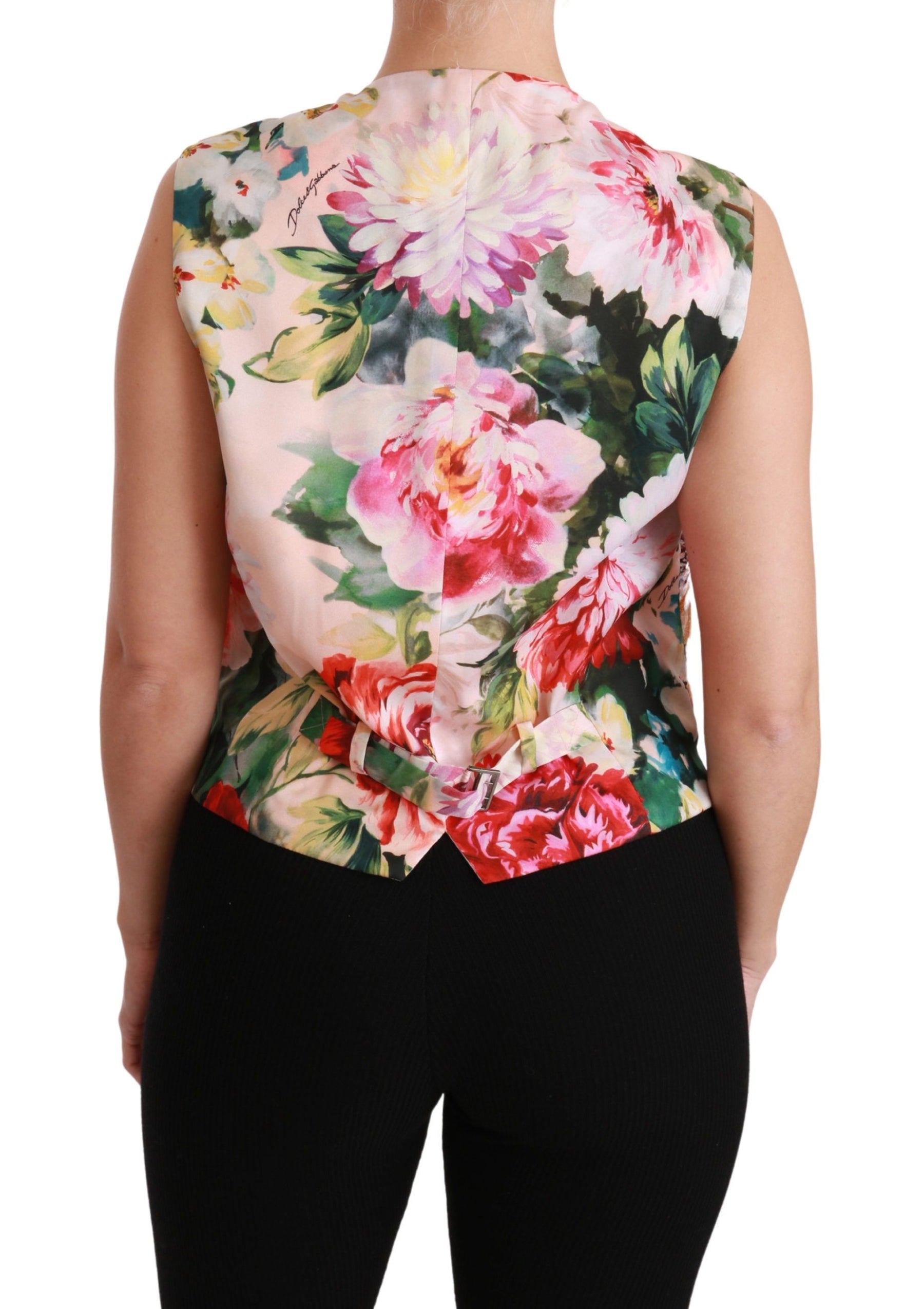 Dolce & Gabbana Multicolor Floral Sleeveless Waistcoat Top Vest | Regal Royce