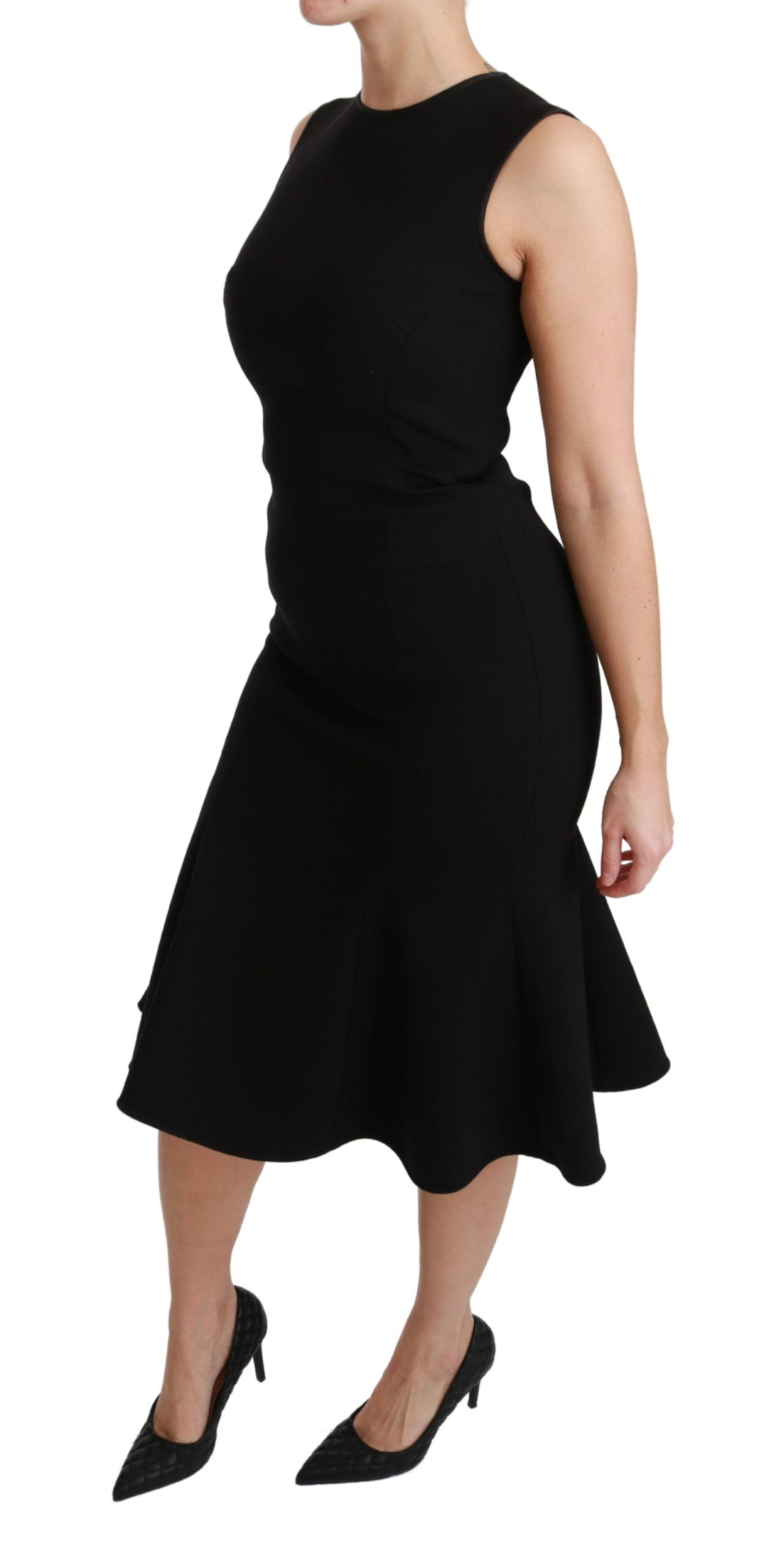 Dolce & Gabbana Black Fit Flare Wool Stretch Sheath Dress | Regal Royce
