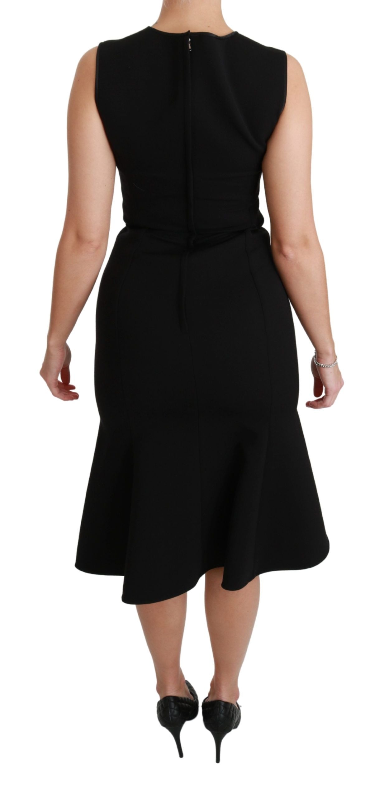 Dolce & Gabbana Black Fit Flare Wool Stretch Sheath Dress | Regal Royce