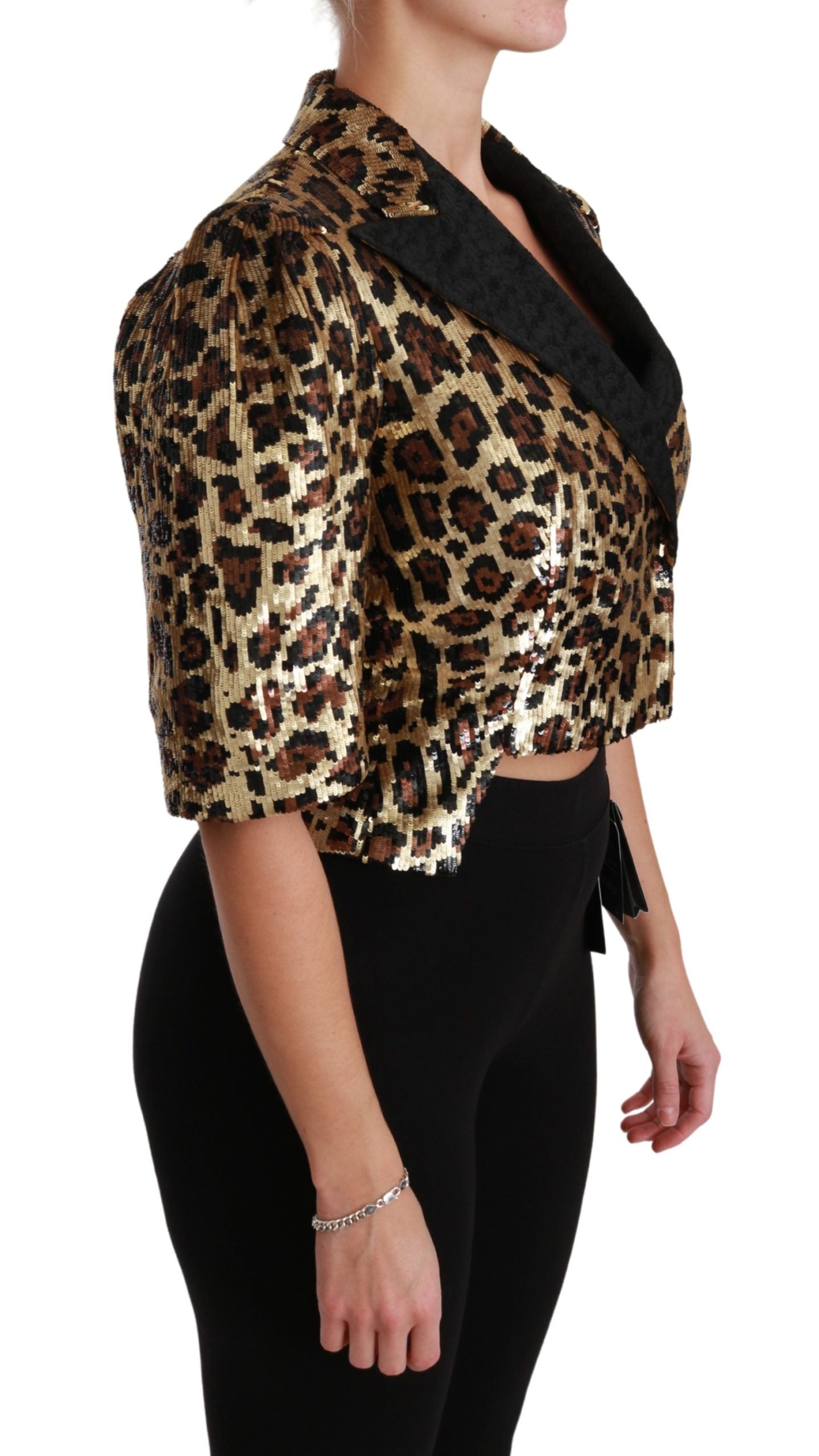 Dolce & Gabbana Blazer Gold Leopard Sequined Jacket | Regal Royce