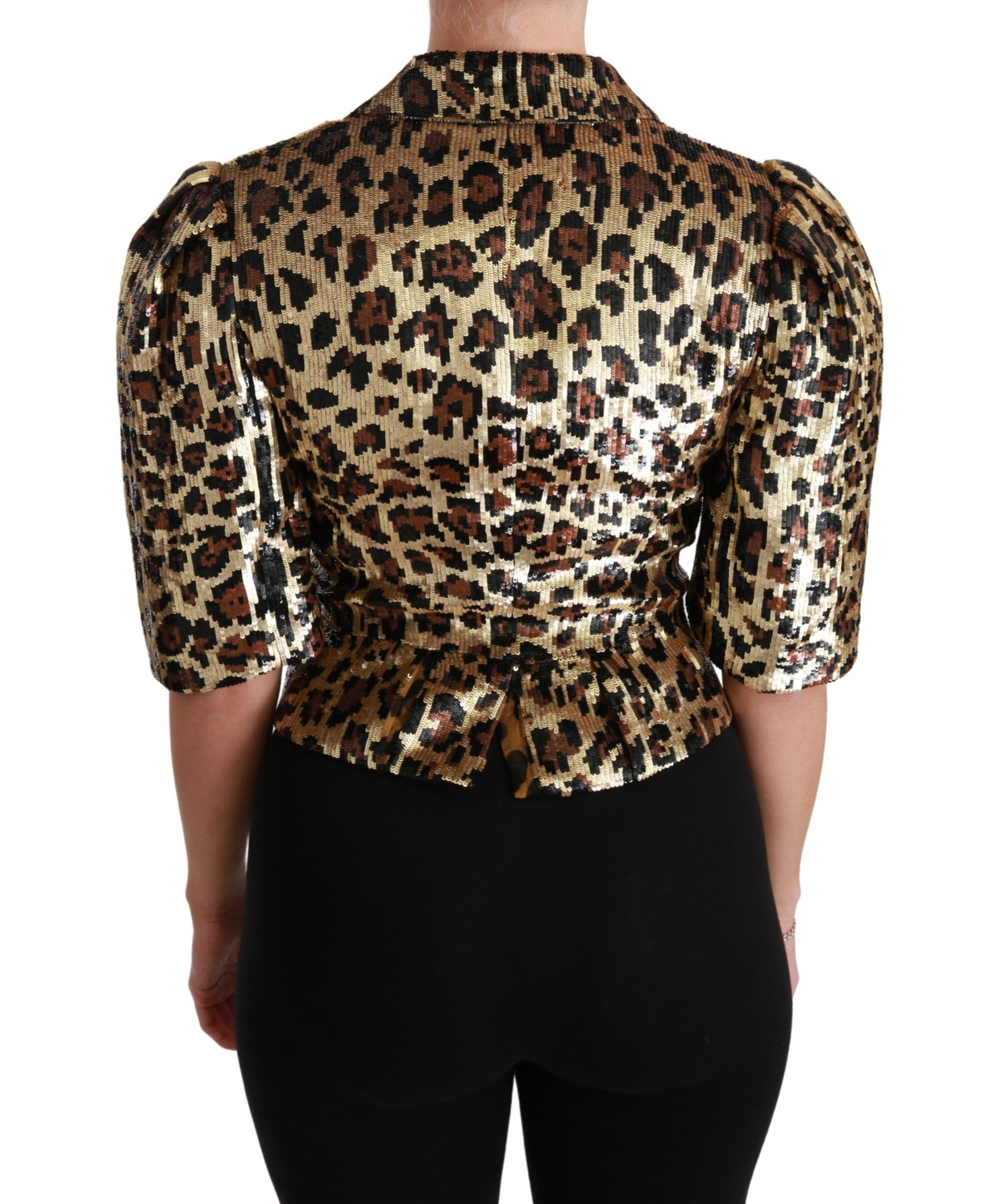 Dolce & Gabbana Blazer Gold Leopard Sequined Jacket | Regal Royce
