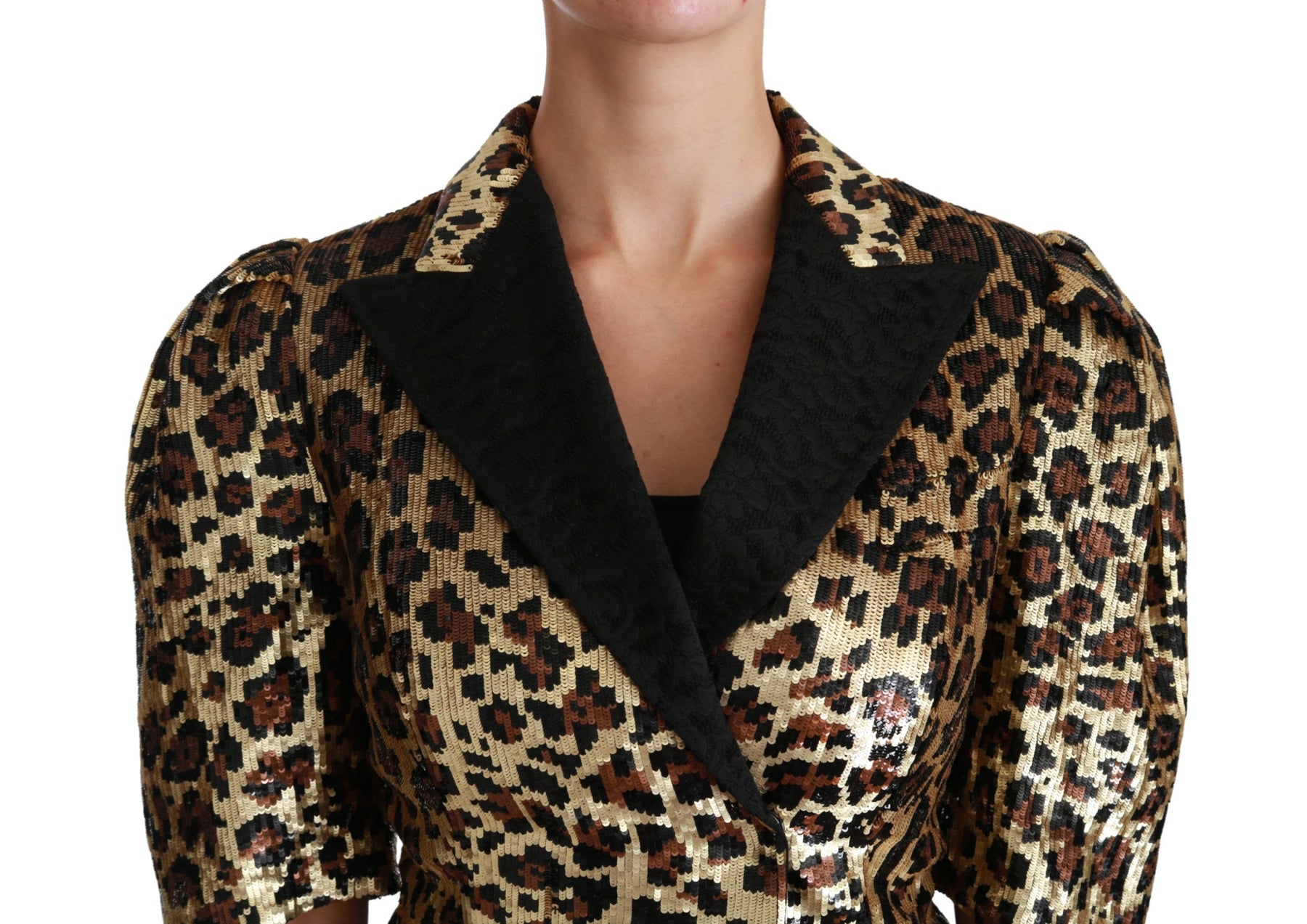 Dolce & Gabbana Blazer Gold Leopard Sequined Jacket | Regal Royce