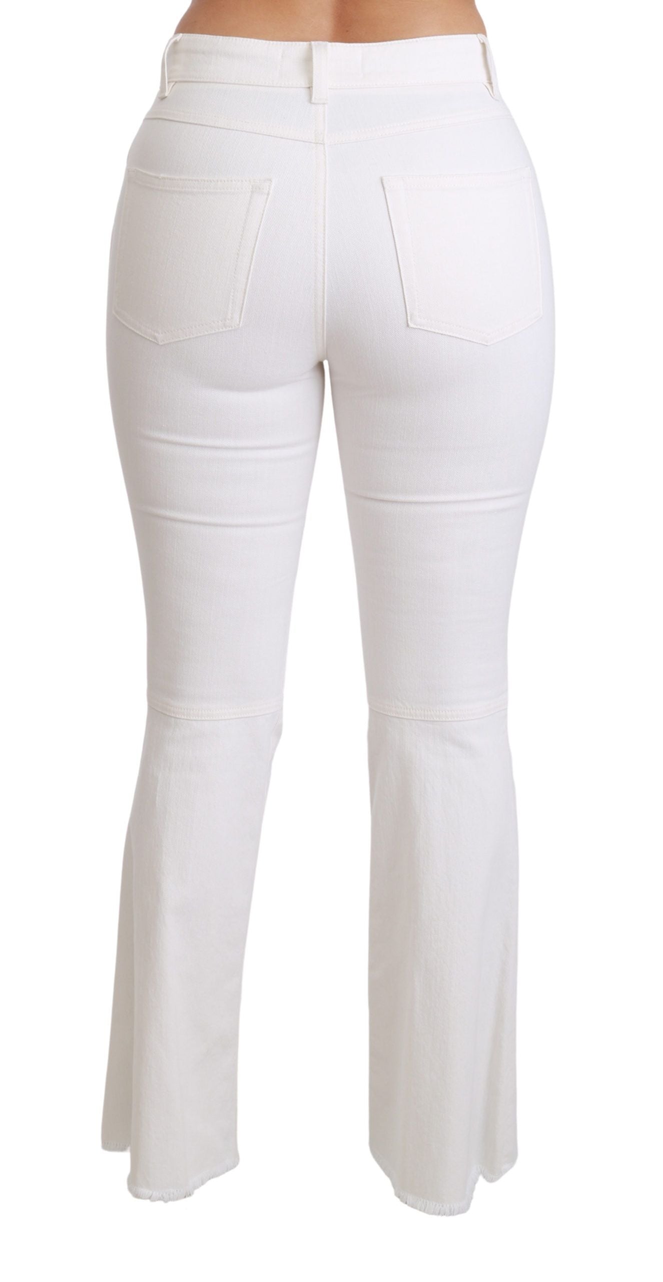 Dolce & Gabbana White Heart Flared Stretch Cotton Pants | Regal Royce