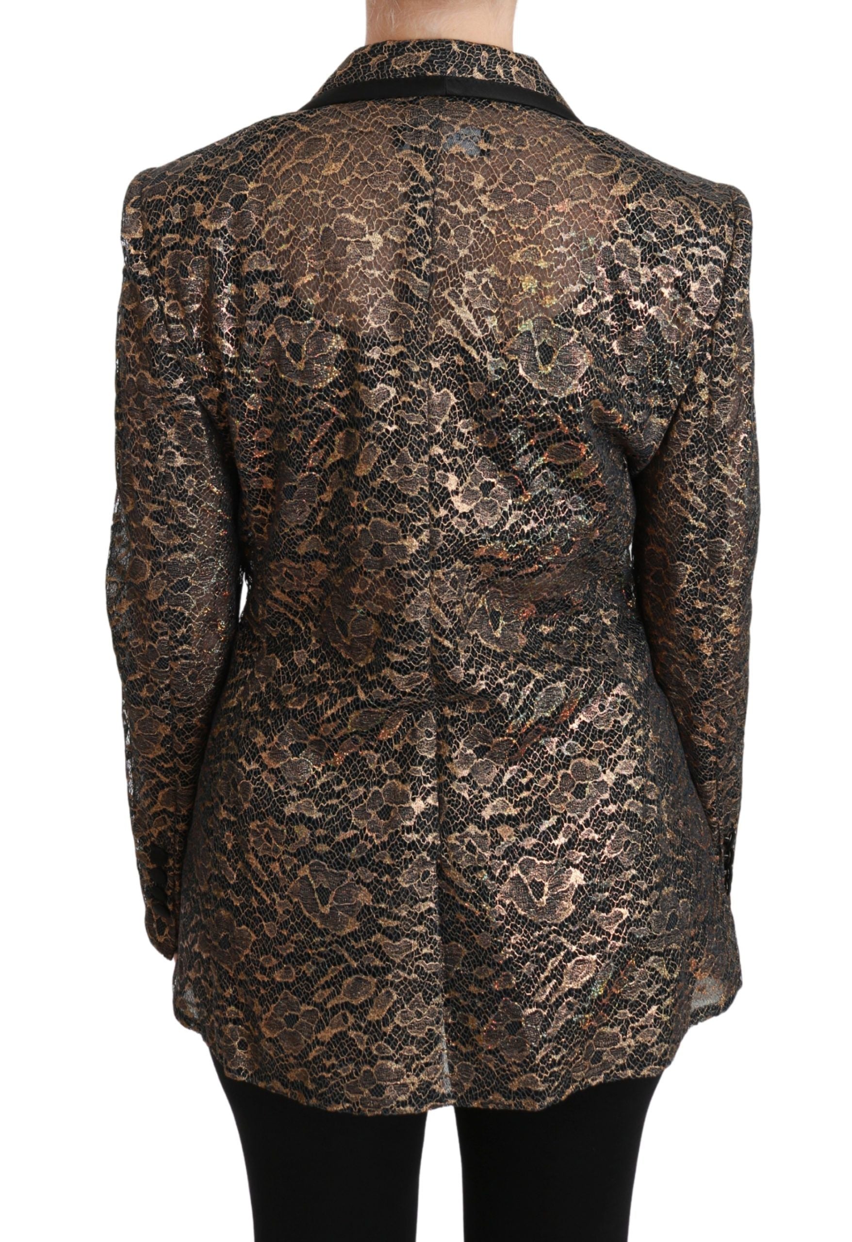 Dolce & Gabbana Gold Black Lace Blazer Coat Floral Jacket | Regal Royce