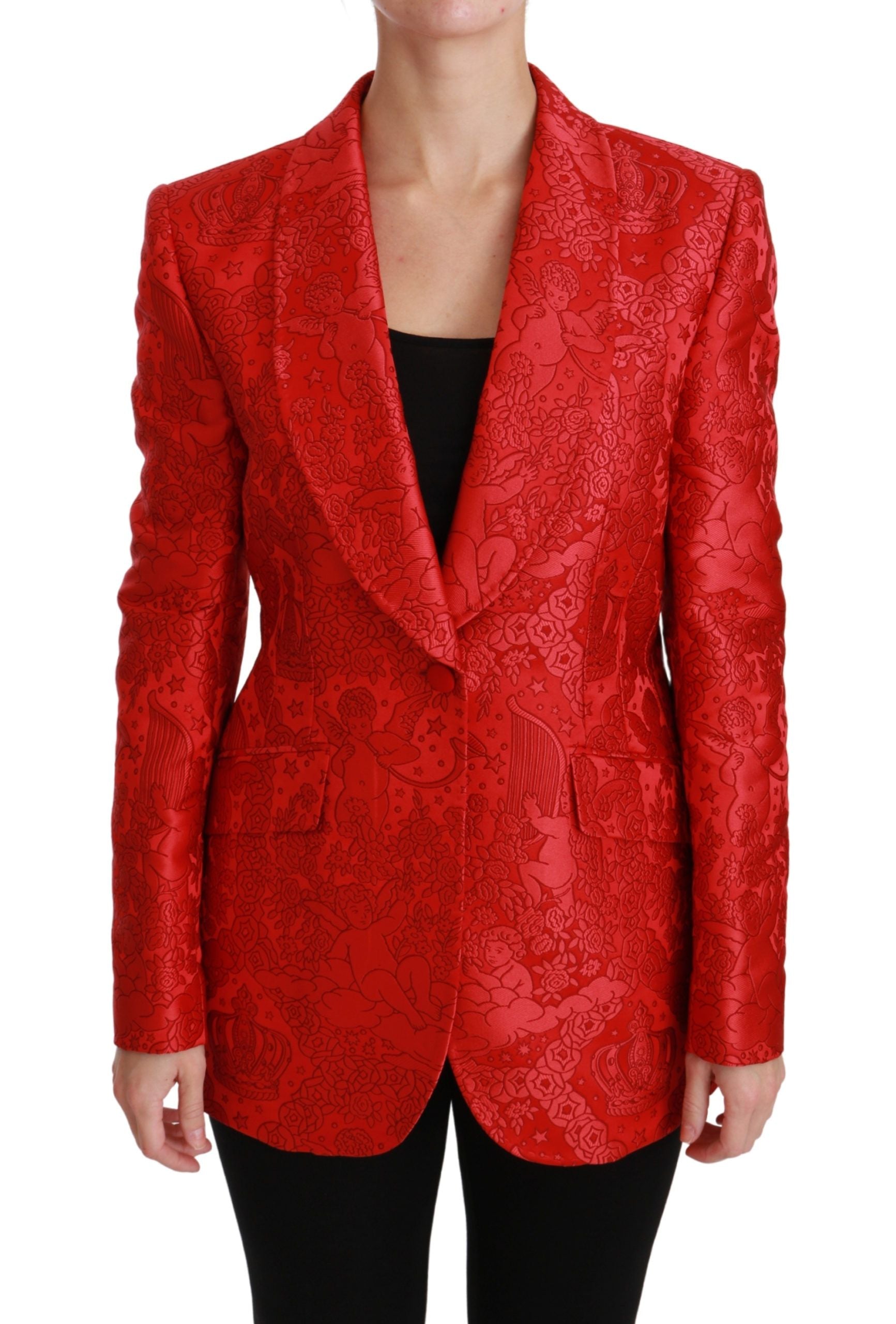 Dolce & Gabbana Red Floral Angel Blazer Coat Jacket | Regal Royce