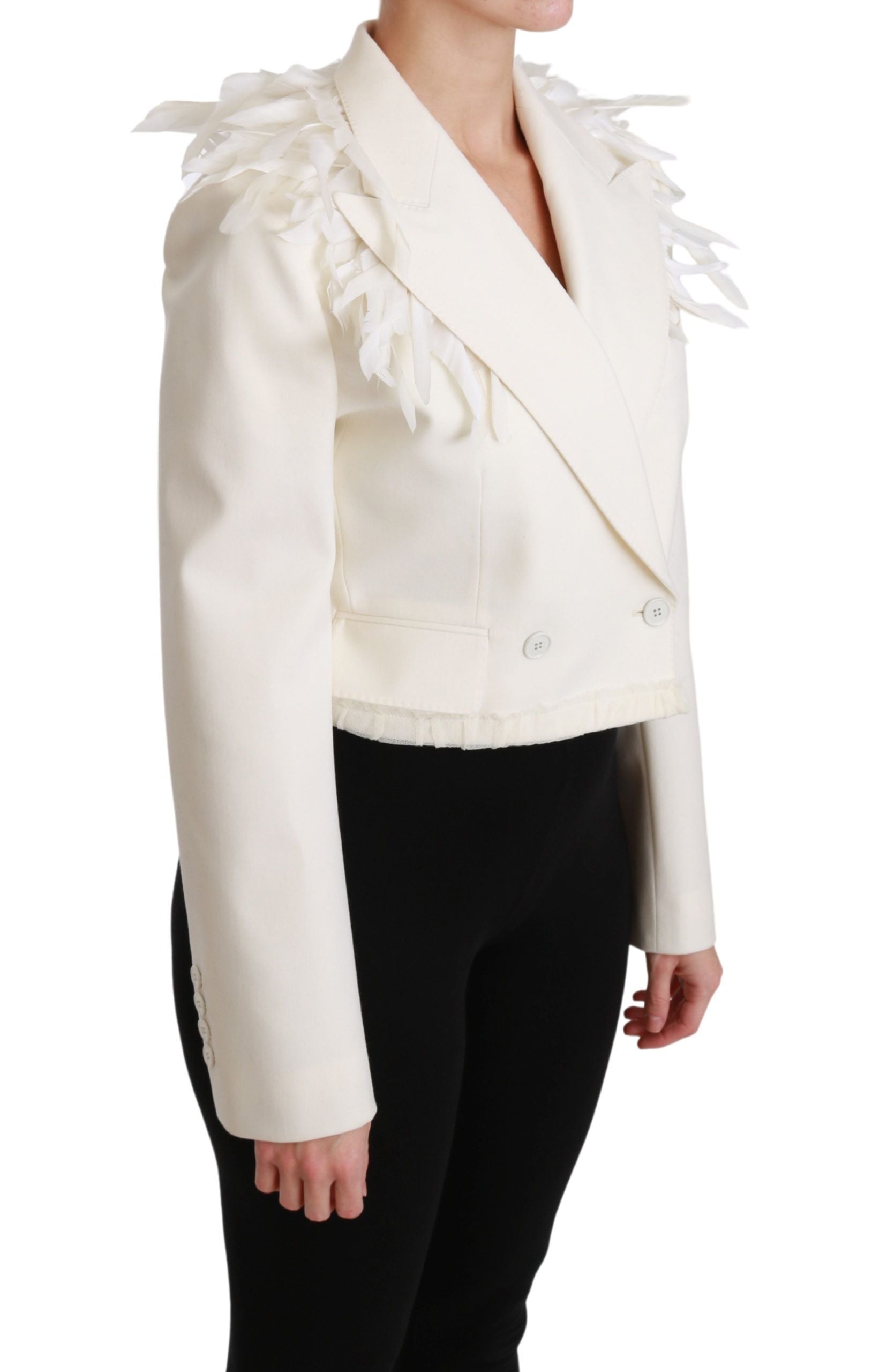 Dolce & Gabbana White Double Breasted Coat Wool Jacket | Regal Royce