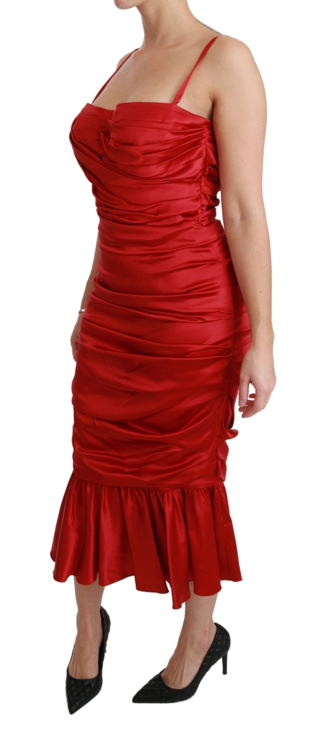 Dolce & Gabbana Red Silk Stretch Mermaid Bodycon Dress | Regal Royce