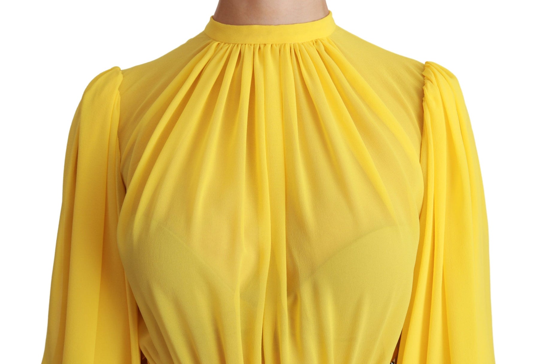 Dolce & Gabbana Yellow Pleated A-line Mini 100% Silk Dress | Regal Royce