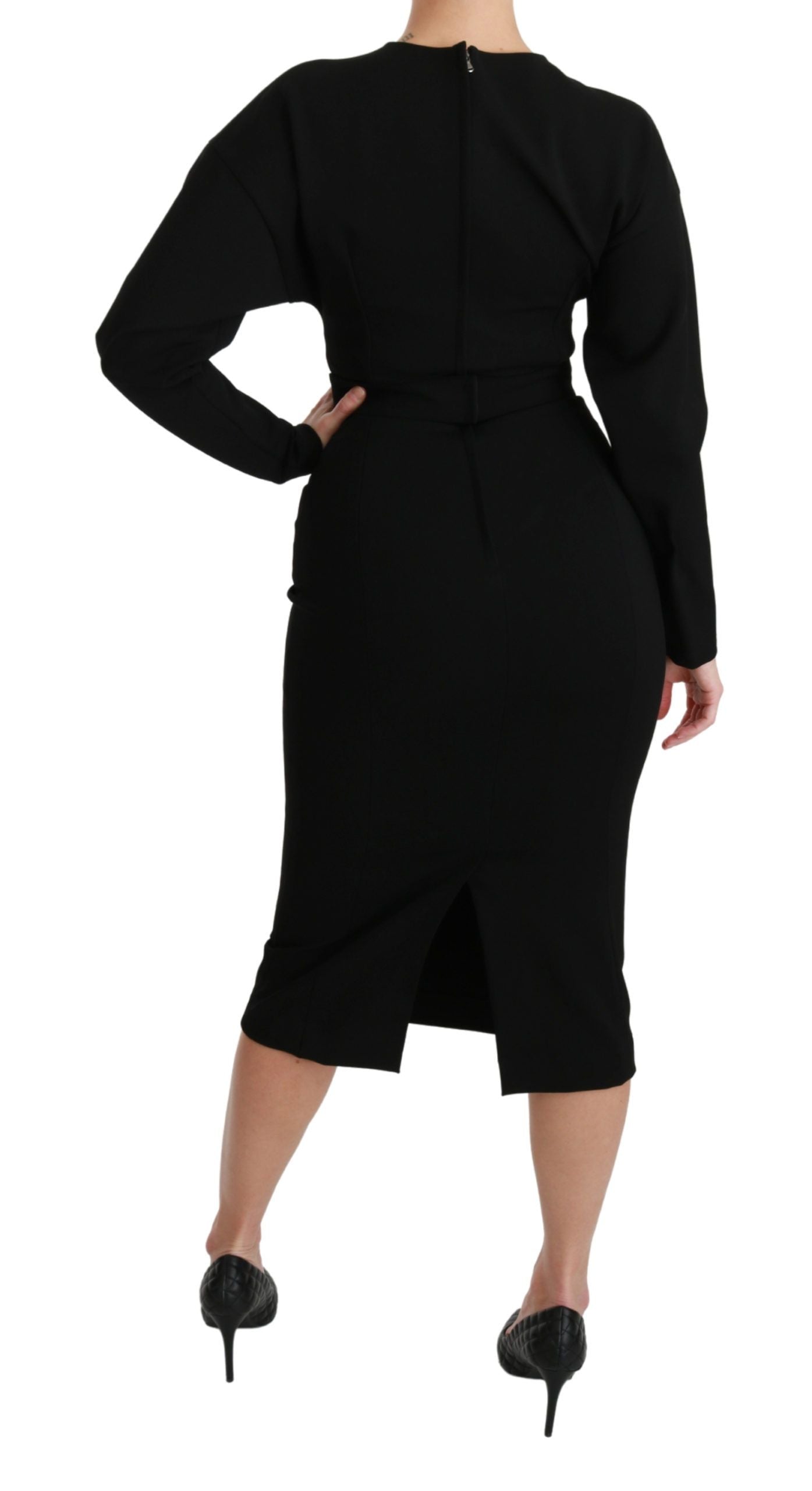 Dolce & Gabbana Black Bodycon Sheath Midi Stretch Dress | Regal Royce