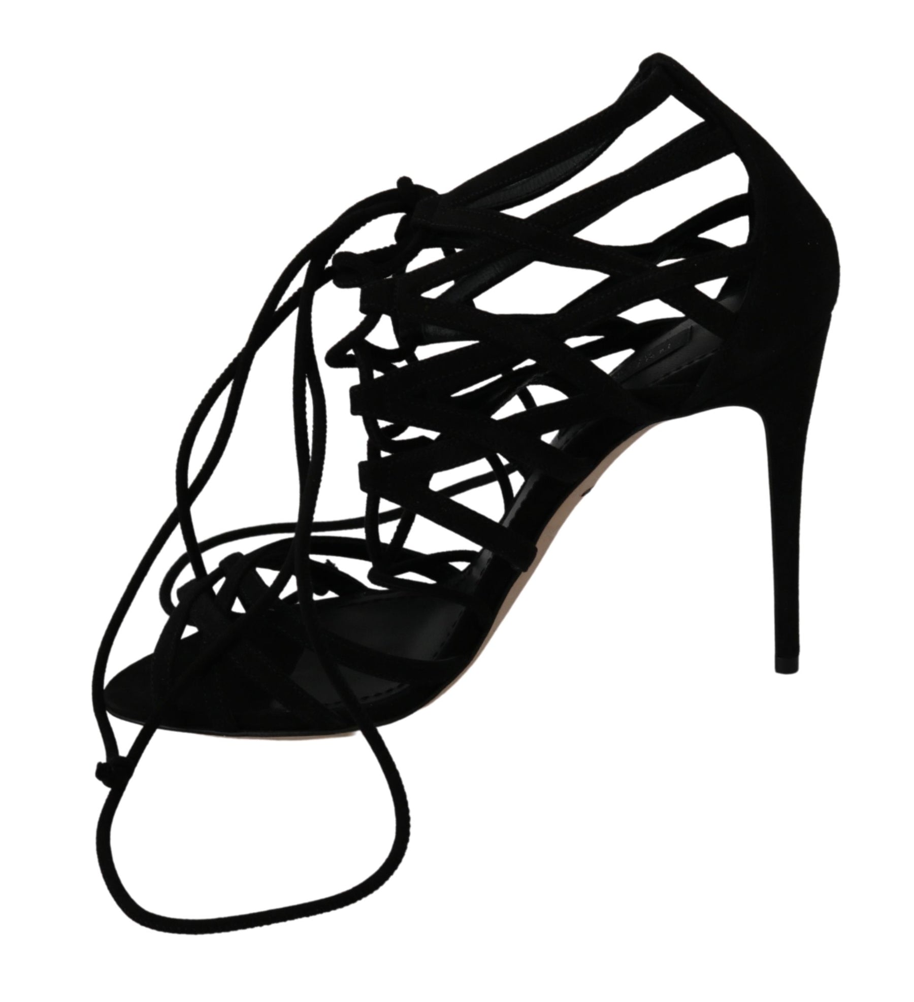 Dolce & Gabbana Black Suede Strap Stilettos Shoes Sandals | Regal Royce