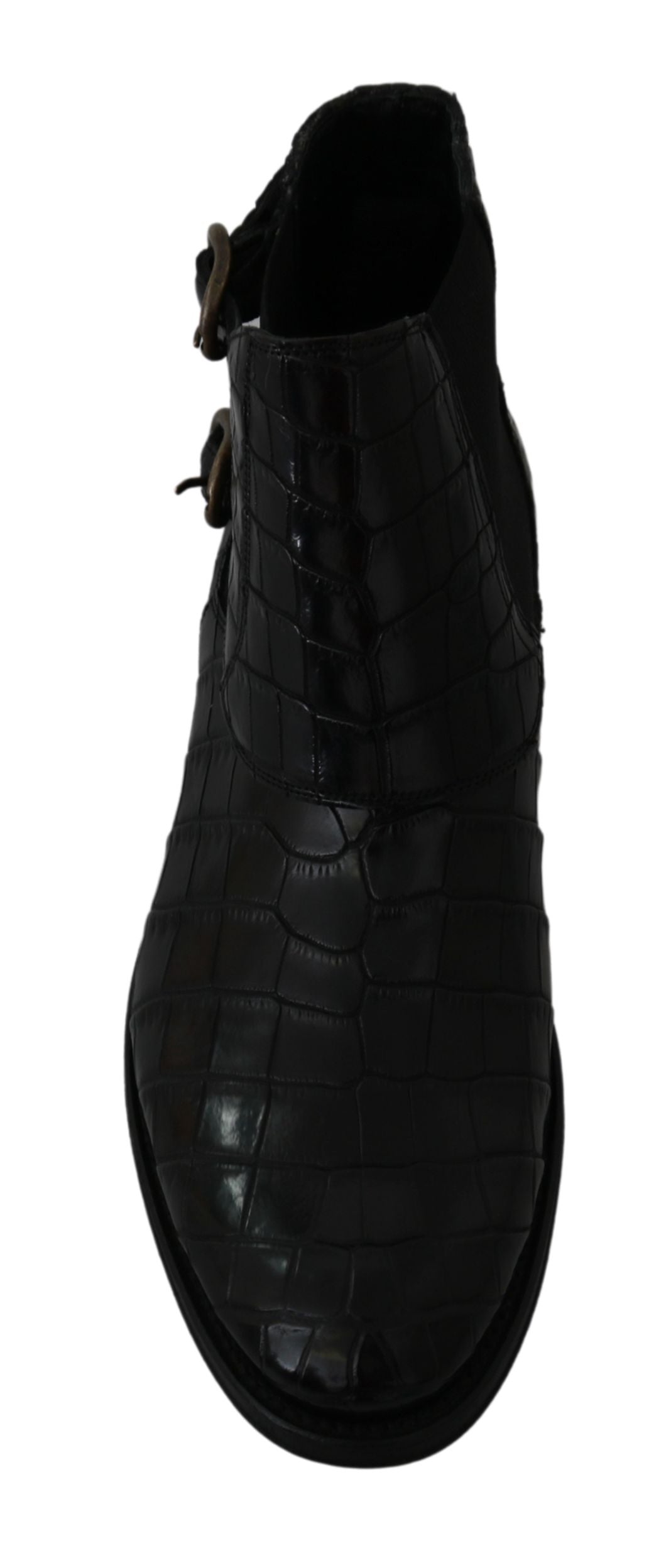 Dolce & Gabbana Black Crocodile Leather Derby Boots Shoes | Regal Royce