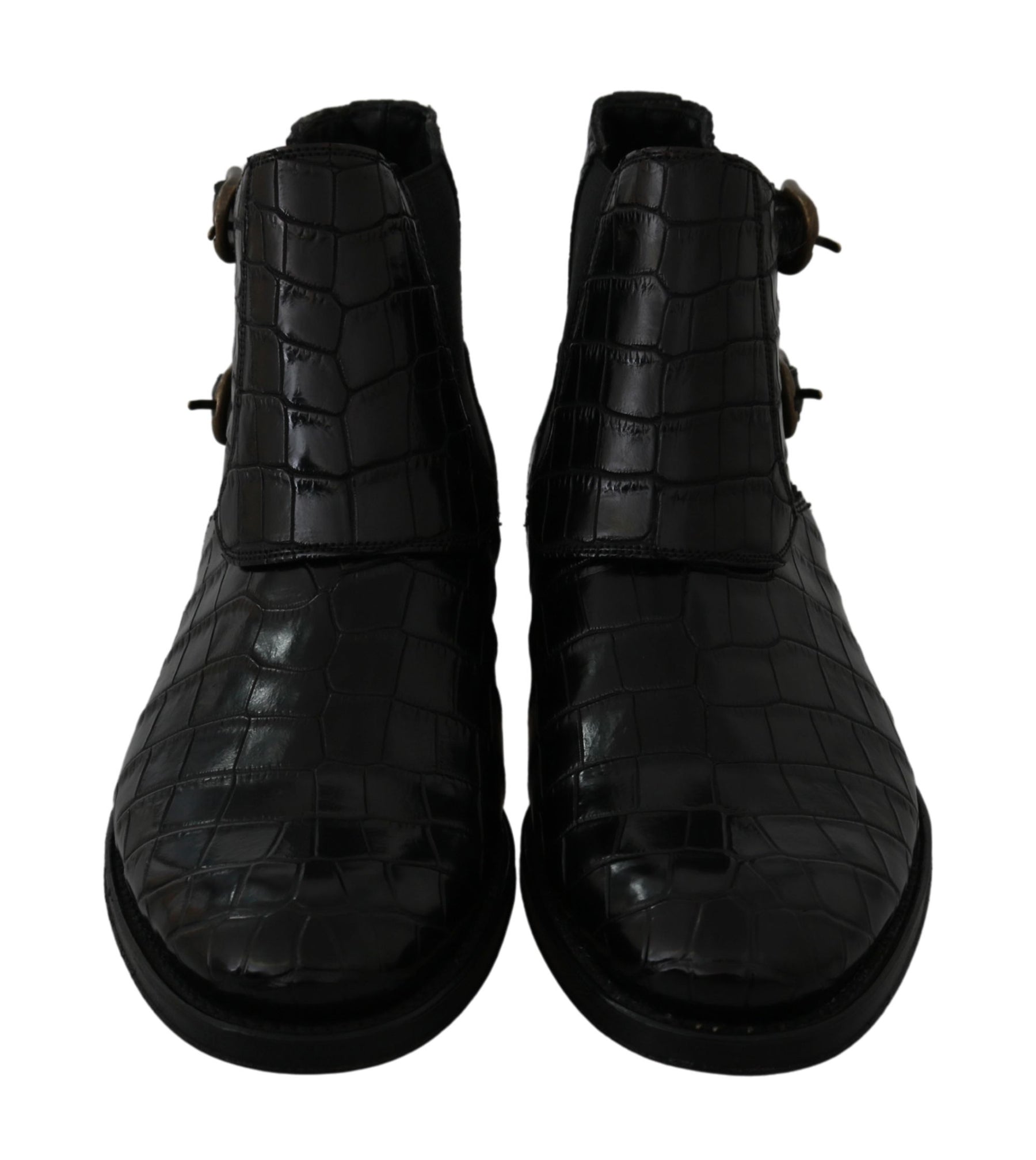Dolce & Gabbana Black Crocodile Leather Derby Boots Shoes | Regal Royce